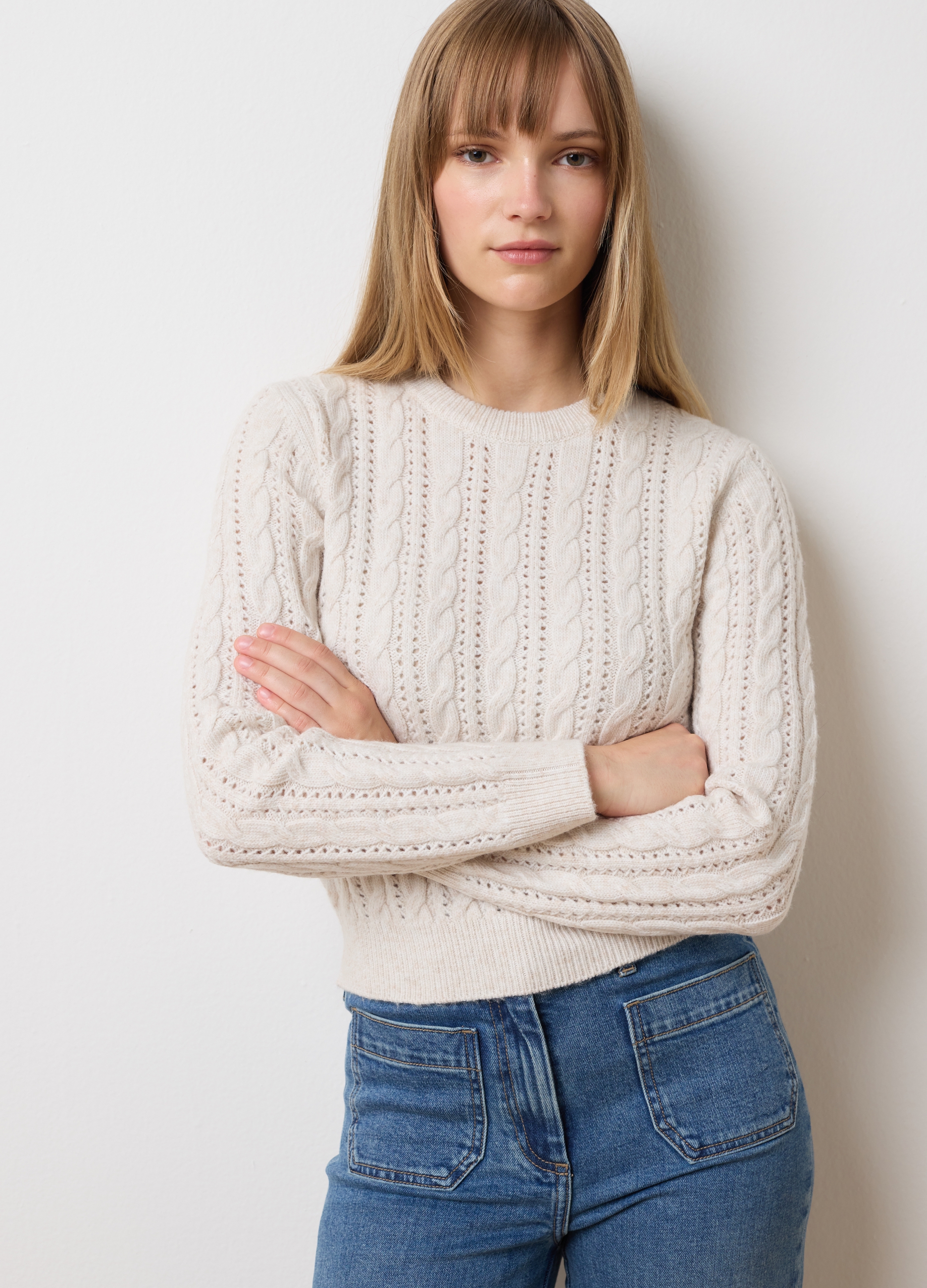 Maglione Beige Regular Fit, Mujer, Beige Jaspeado, Talla: 38