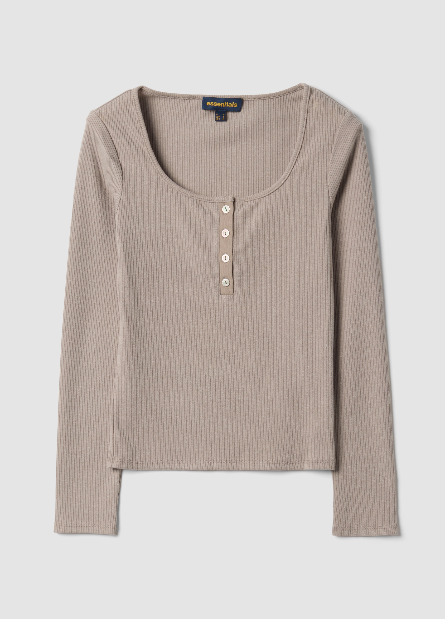 OVS, T-shirt Beige In Viscosa Elasticizzata Con Girocollo, Donna, Beige, Taglia: S
