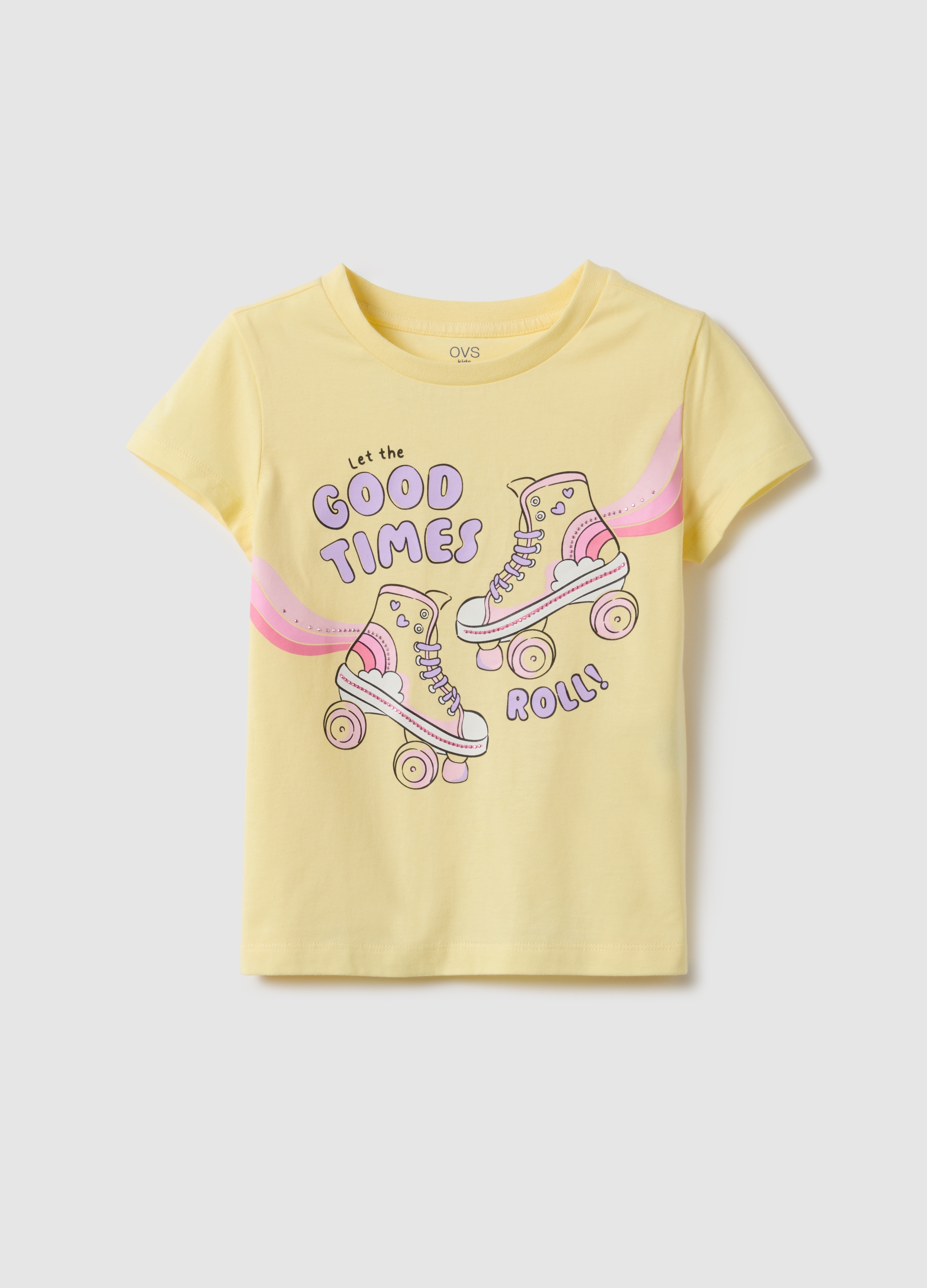 OVS KIDS, Camiseta Amarilla De Niña Regular Fit De Puro Algodón Con Estampado, Niña, Amarillo Claro, Talla: 7-8