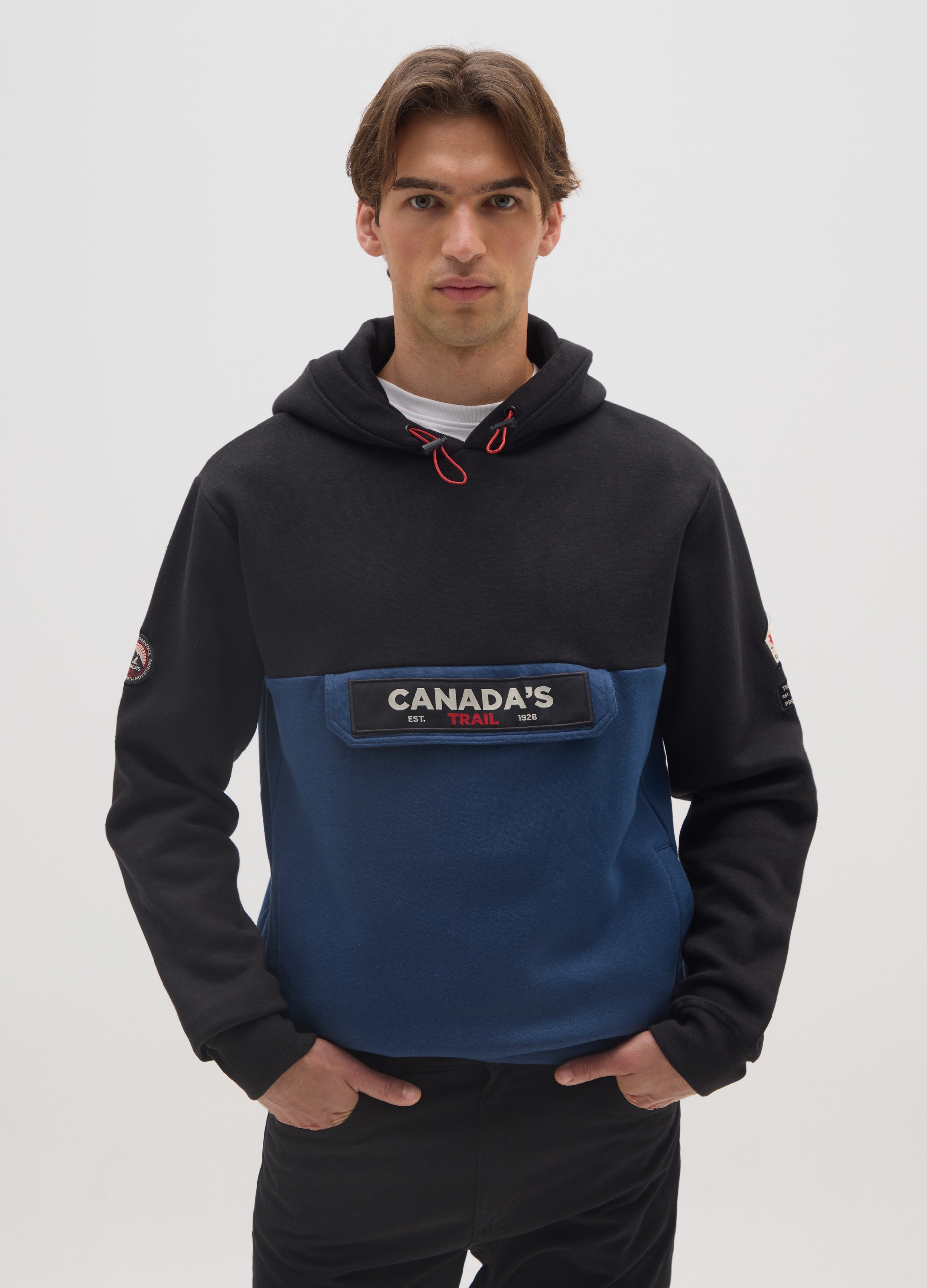 CANADA'S TRAIL, Felpa In Misto Cotone Multicolor Con Cappuccio, Uomo, Multicolor, Taglia: XL
