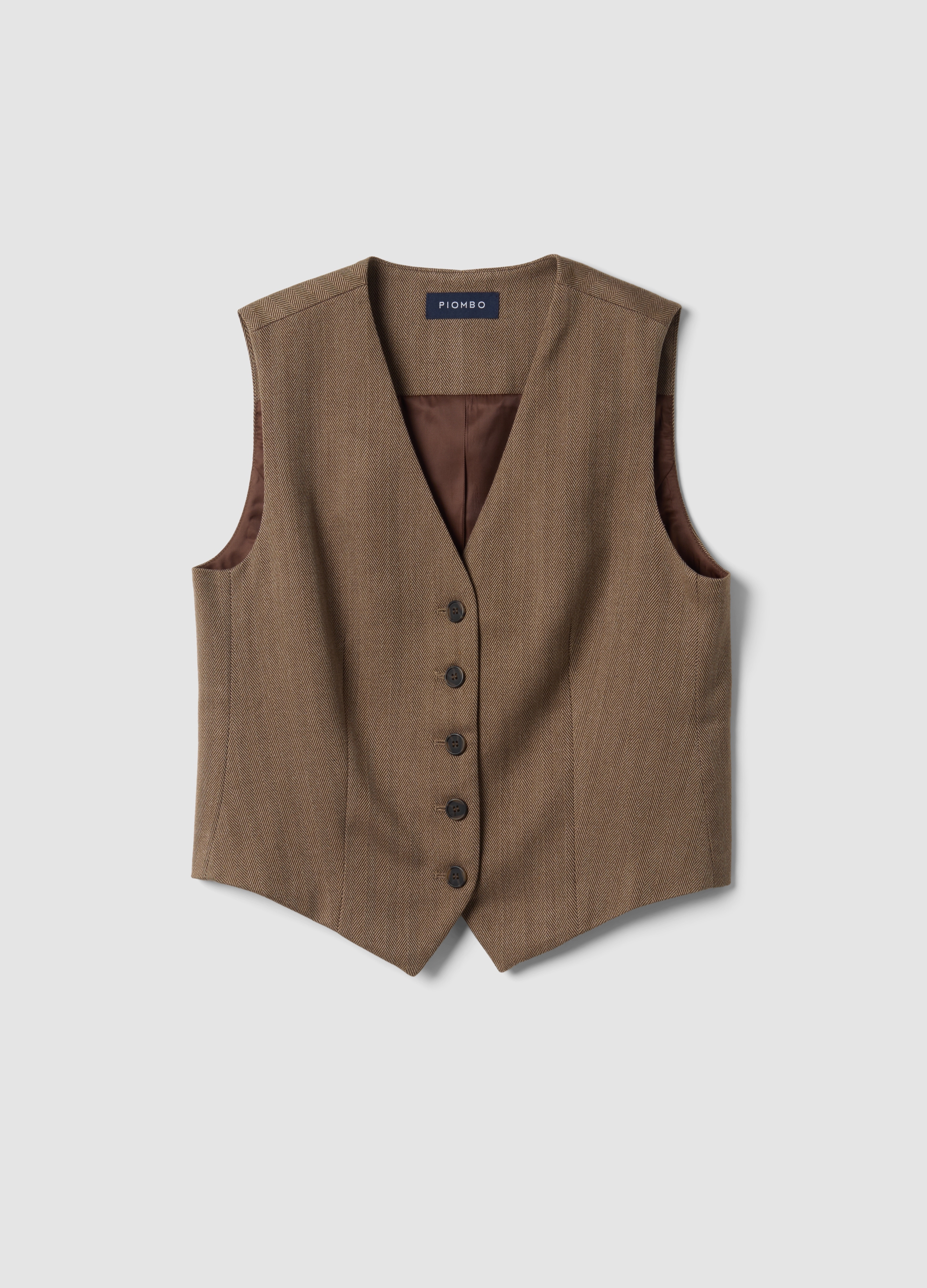 Piombo Contemporary, Gilet Marrone In Viscosa Elasticizzata Regular Fit, Donna, Marrone, Taglia: XS