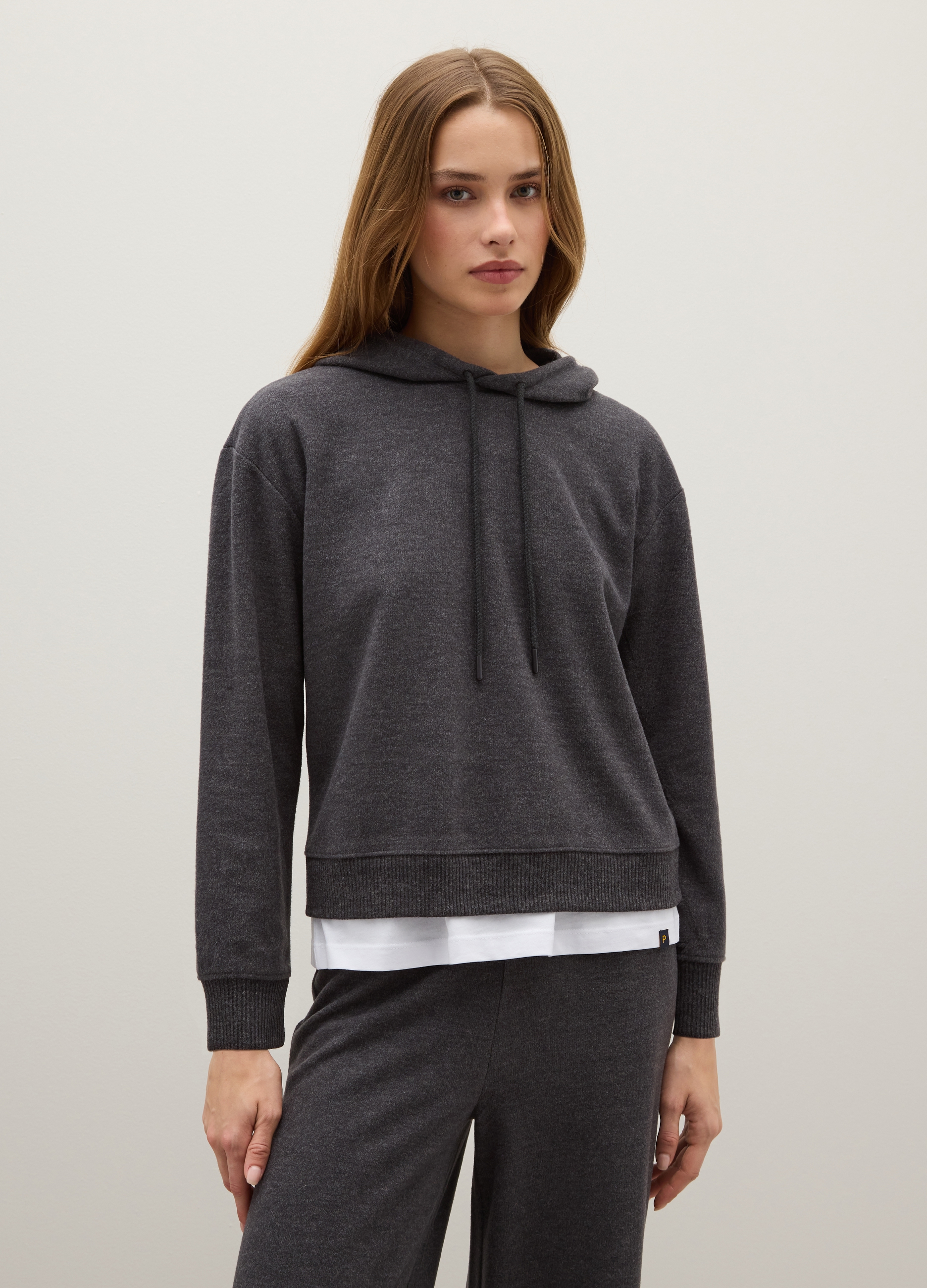 PIOMBO, Felpa Con Cappuccio Grigia Regular Fit, Donna, Grigio, Taglia: XL