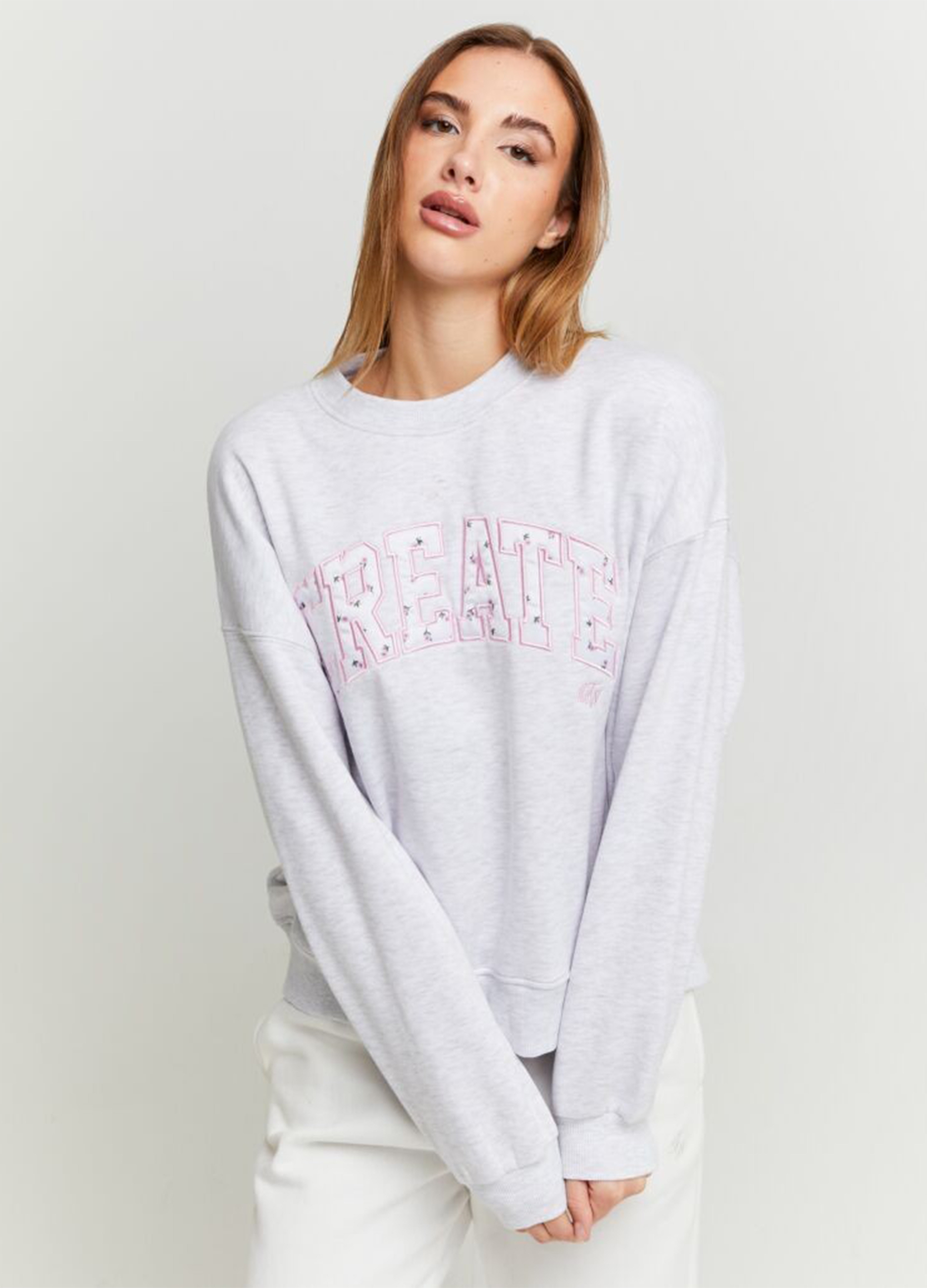 OVS, Sudadera Para Mujer En Algodón Gris Elástico, Mujer, Gris claro jaspeado, Talla: XS