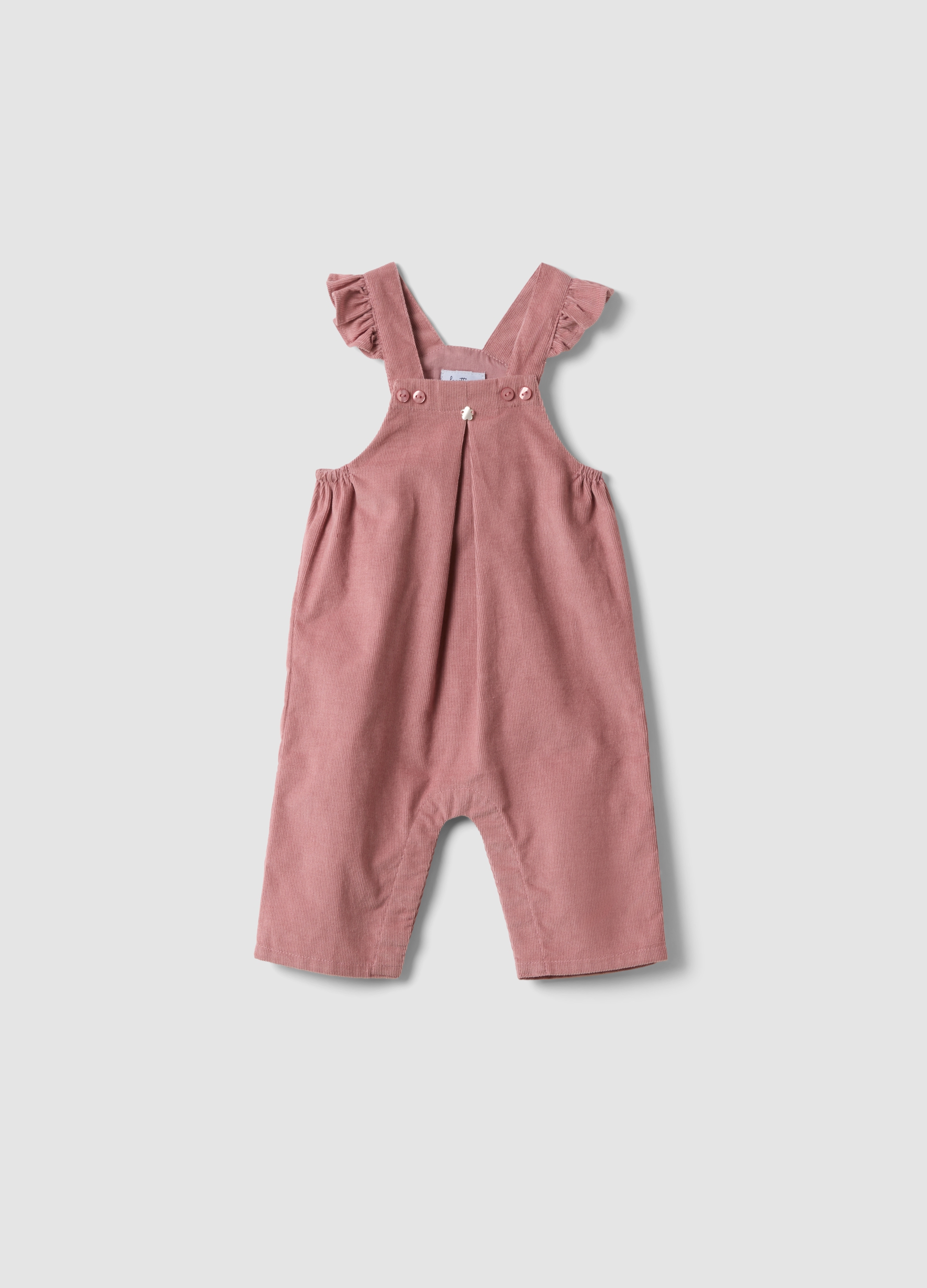 FAGOTTINO, Salopette Rosa In Puro Cotone Con Spalline Volant Per Neonata, Rosa, Taglia: 3-6