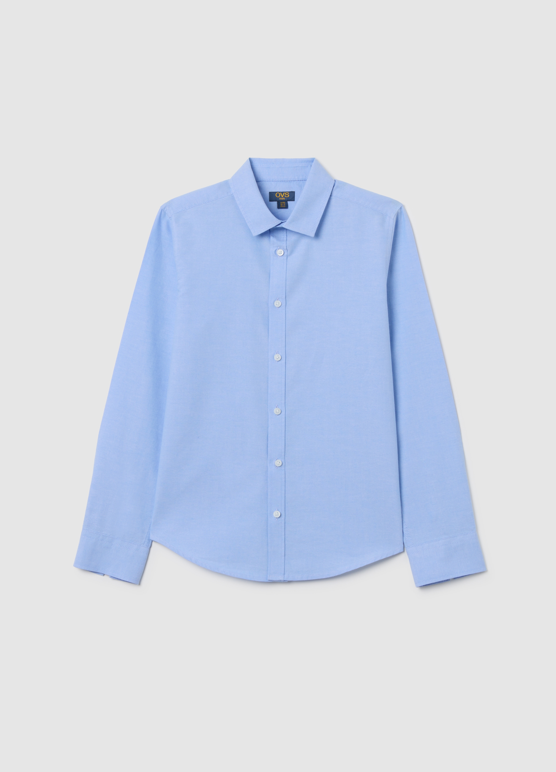 Camicia Da Ragazzo In Puro Cotone Azzurra Regular Fit, Niño, Azul claro, Talla: 14-15