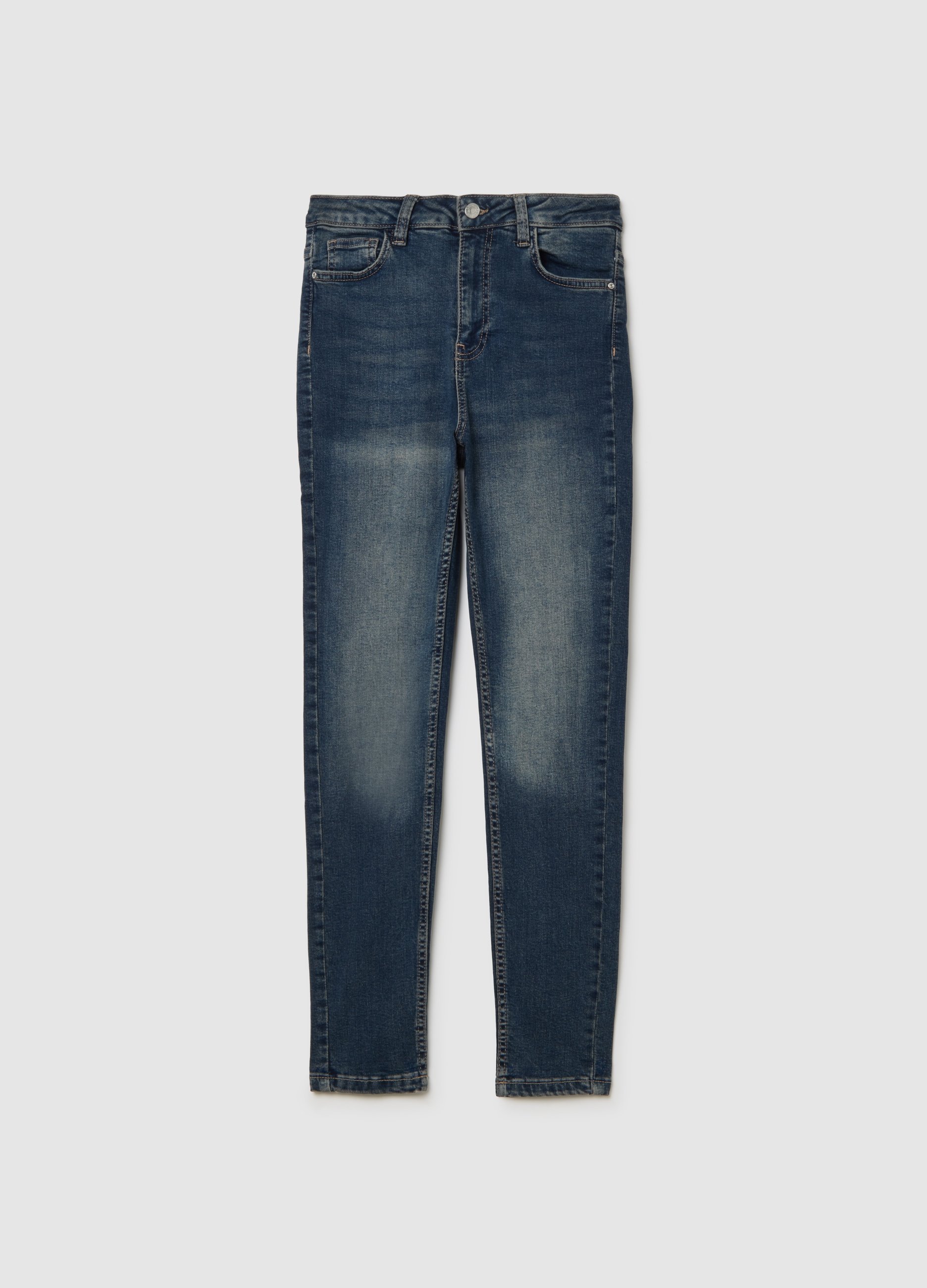 Vaqueros Ajustados De Denim Elástico, Mujer, Azul, Talla: 36