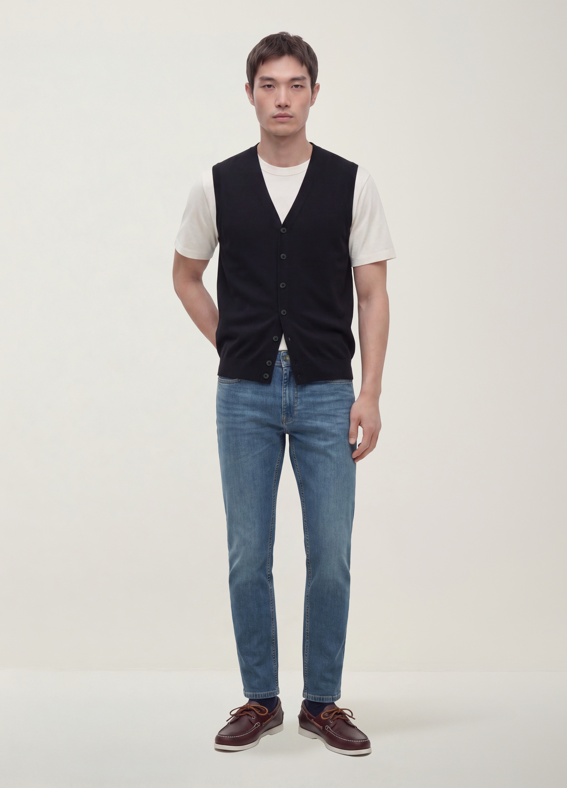 OVS, Gilet Nero In Misto Viscosa Con Scollo Profondo A V Regular Fit, Uomo, Nero, Taglia: XXL
