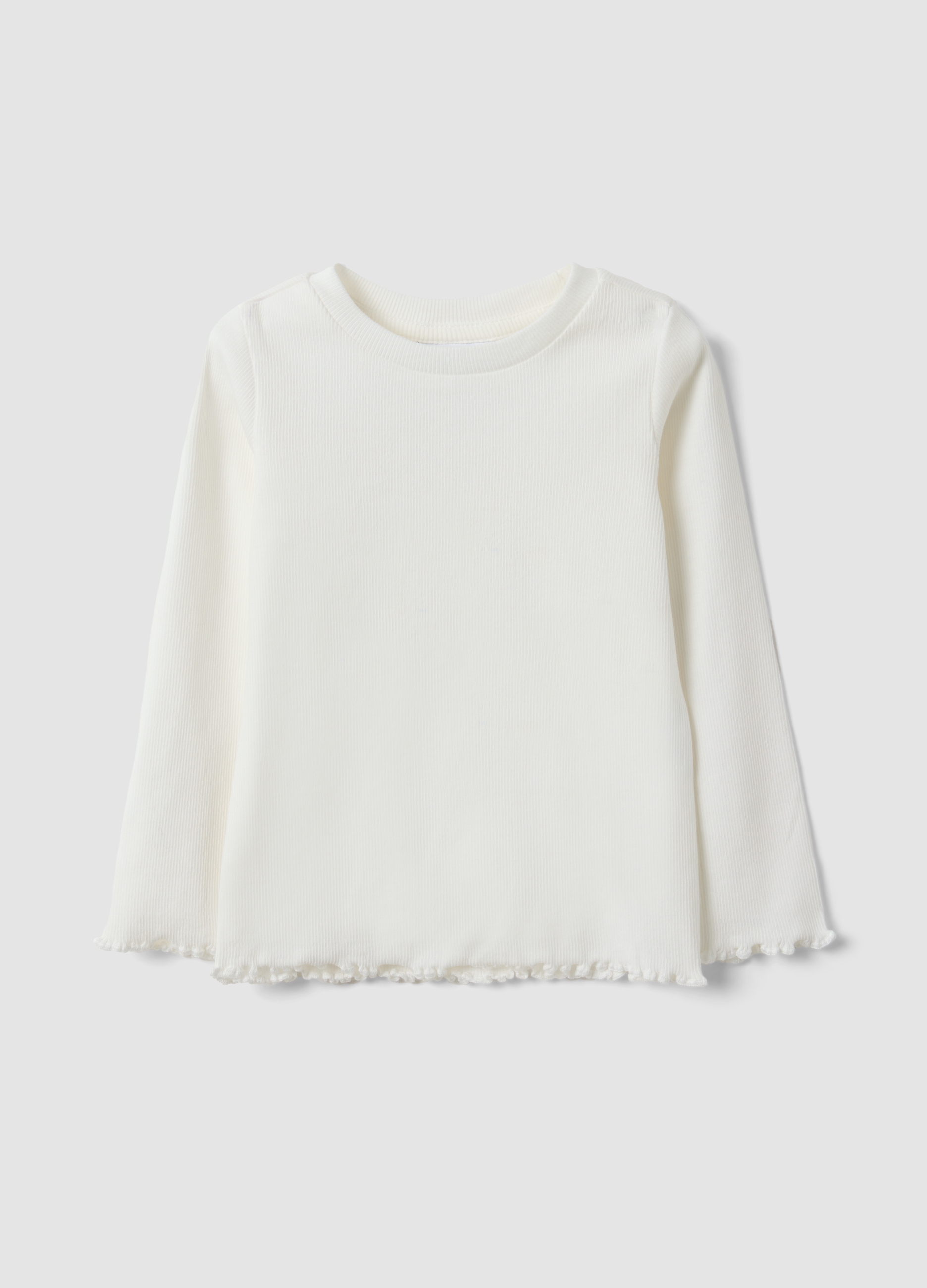 FAGOTTINO, Maglietta Bianca Slim Fit A Costine In Cotone Elasticizzato Per Bimba, Bambina, Bianco, Taglia: 12-18
