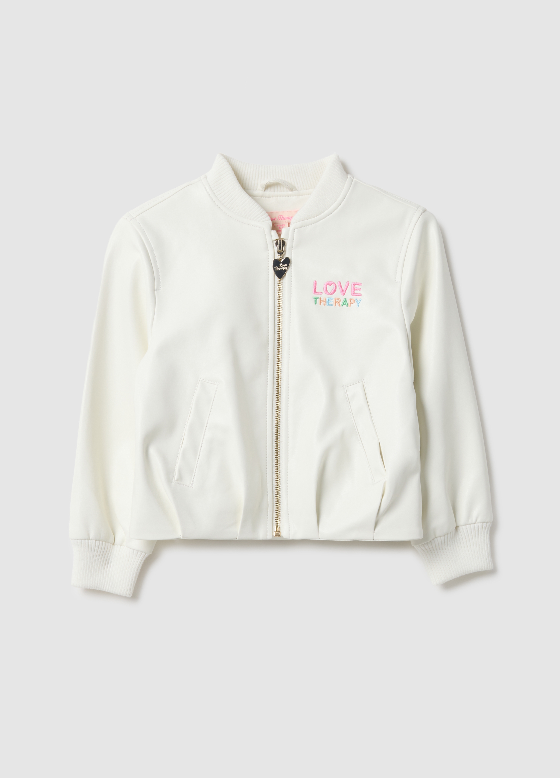 LOVE THERAPY, Chaqueta Blanca De Niña Regular Fit Con Bordados, Niña, Blanco óptico, Talla: 9-10