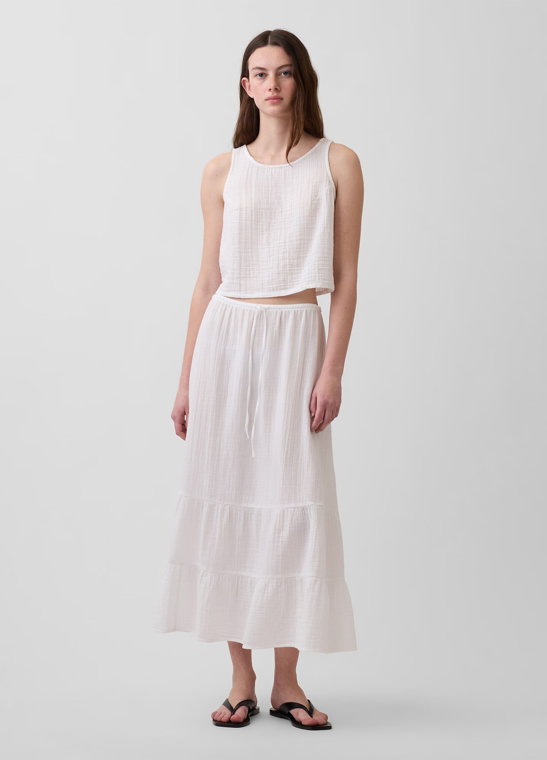 GAP, Gonna Lunga In Puro Cotone, Donna, Bianco, Taglia: M
