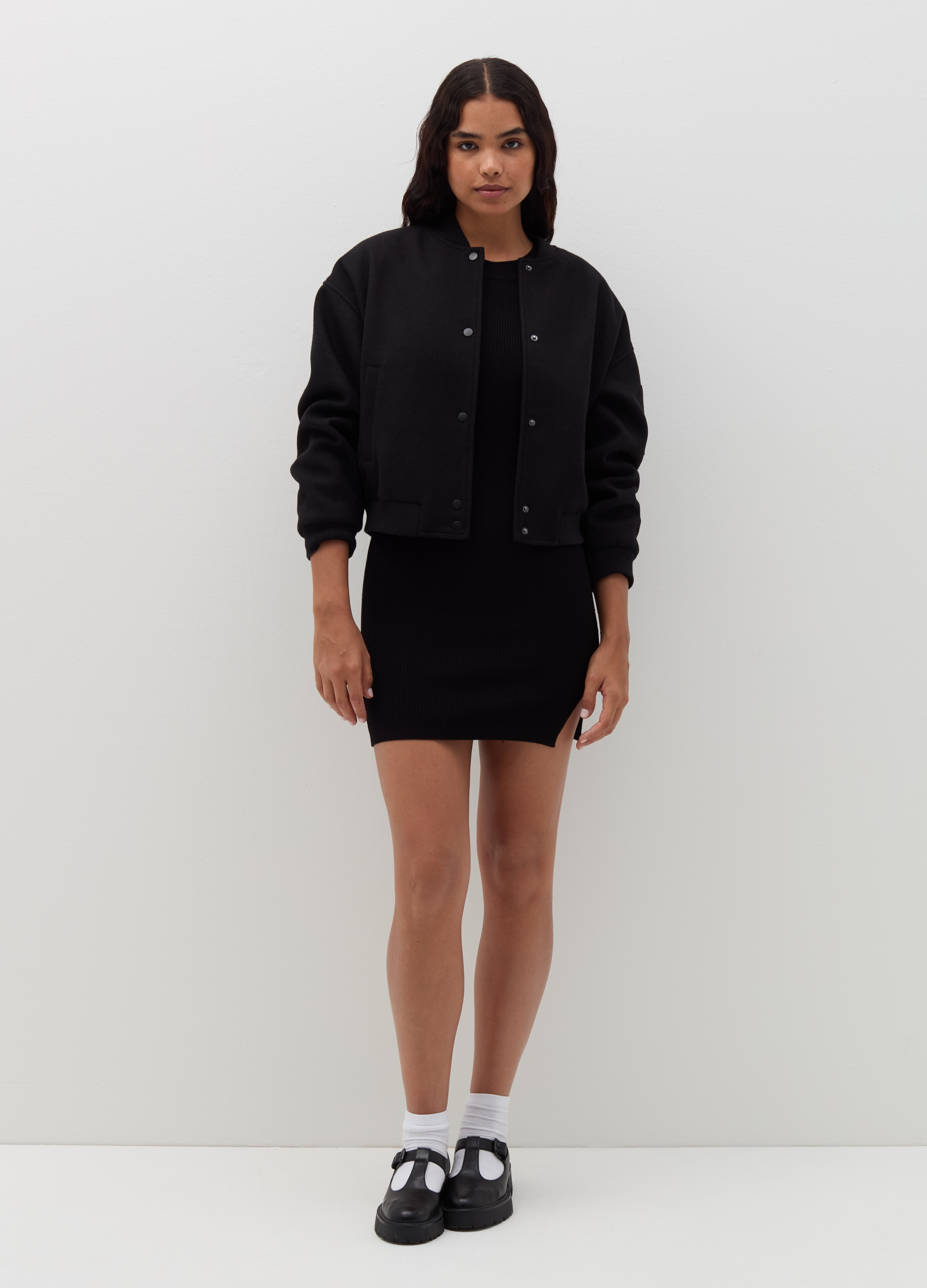 B.ANGEL, Bomber In Panno, Donna, Nero, Taglia: XL