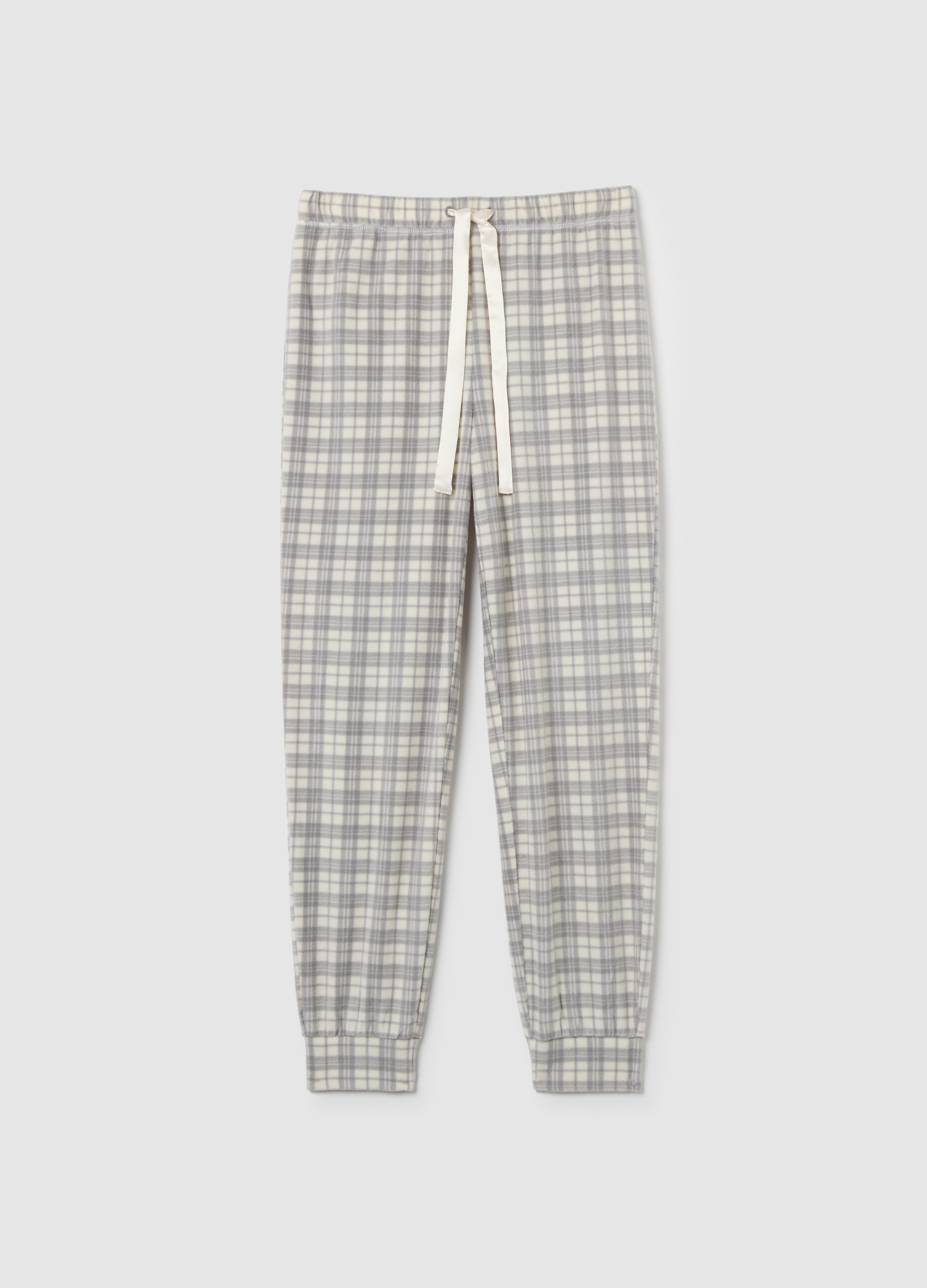 Pantalones De Pijama Grises De Forro Polar, Mujer, Blanco/gris, Talla: L