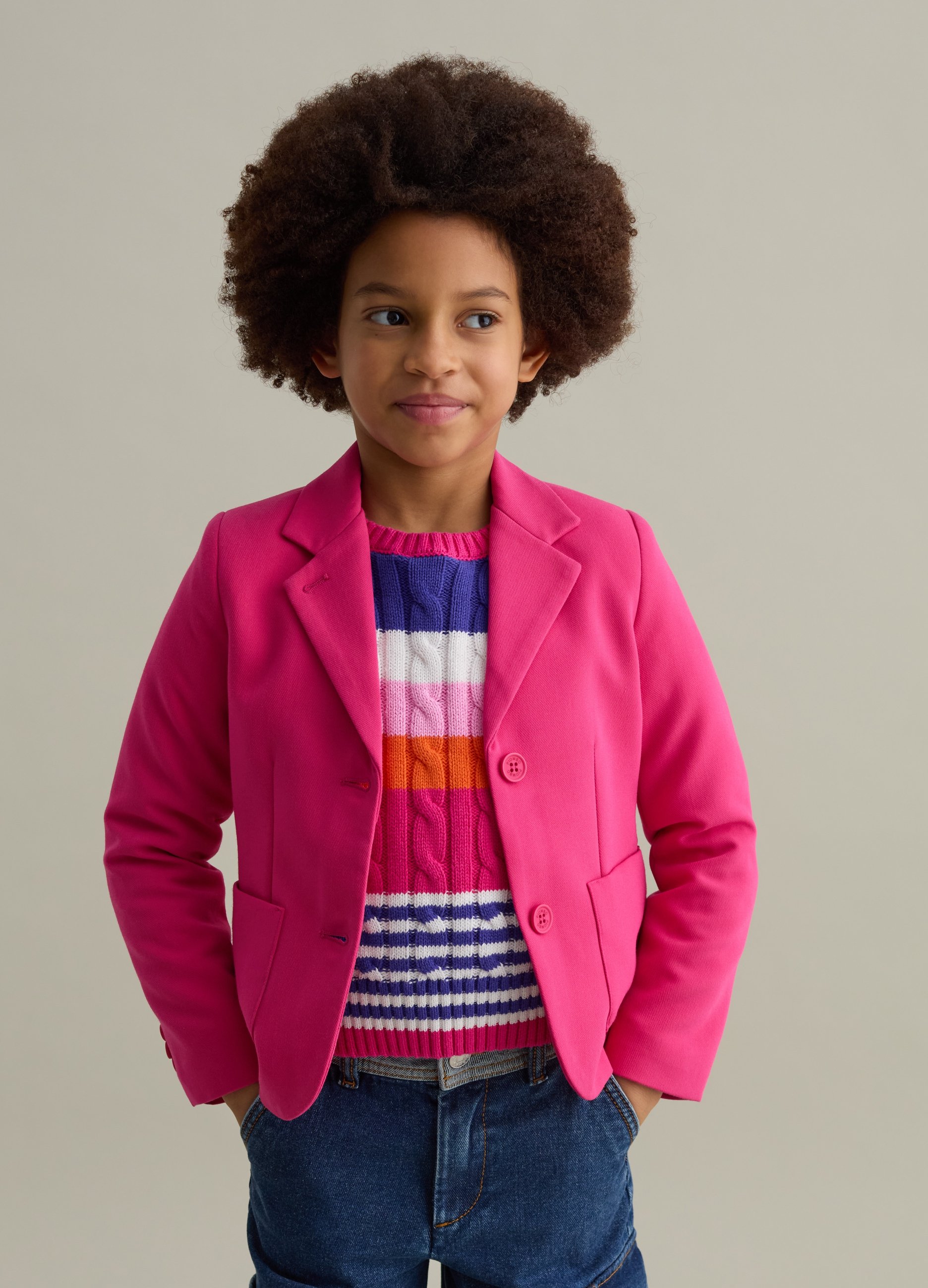 PIOMBO, Blazer Botonadura Sencilla De Viscosa De Bambú, Niña, Fucsia, Talla: 8