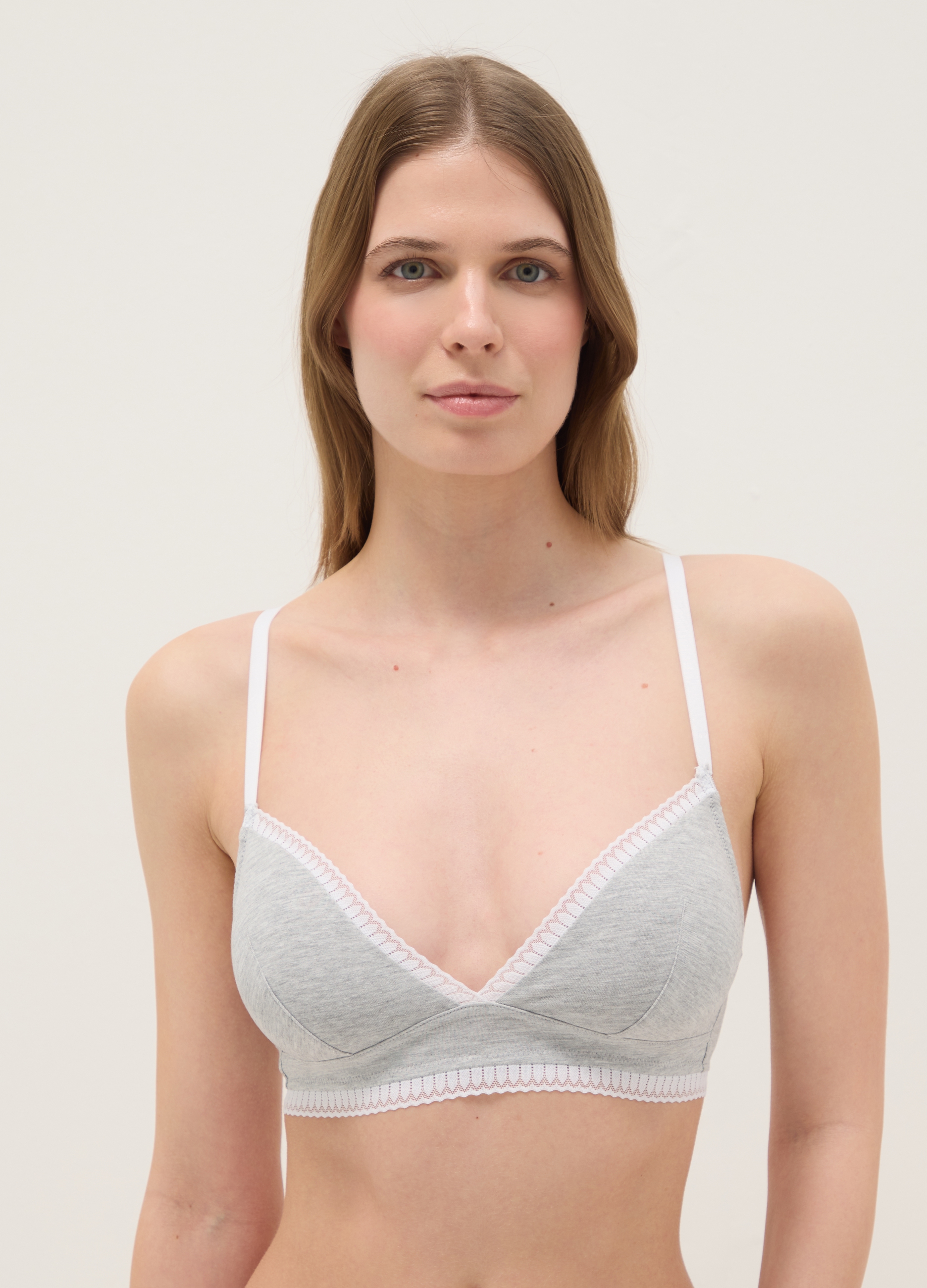 OVS, Reggiseno A Triangolo In Cotone Elasticizzato Grigio, Donna, Multicolor, Taglia: 2B