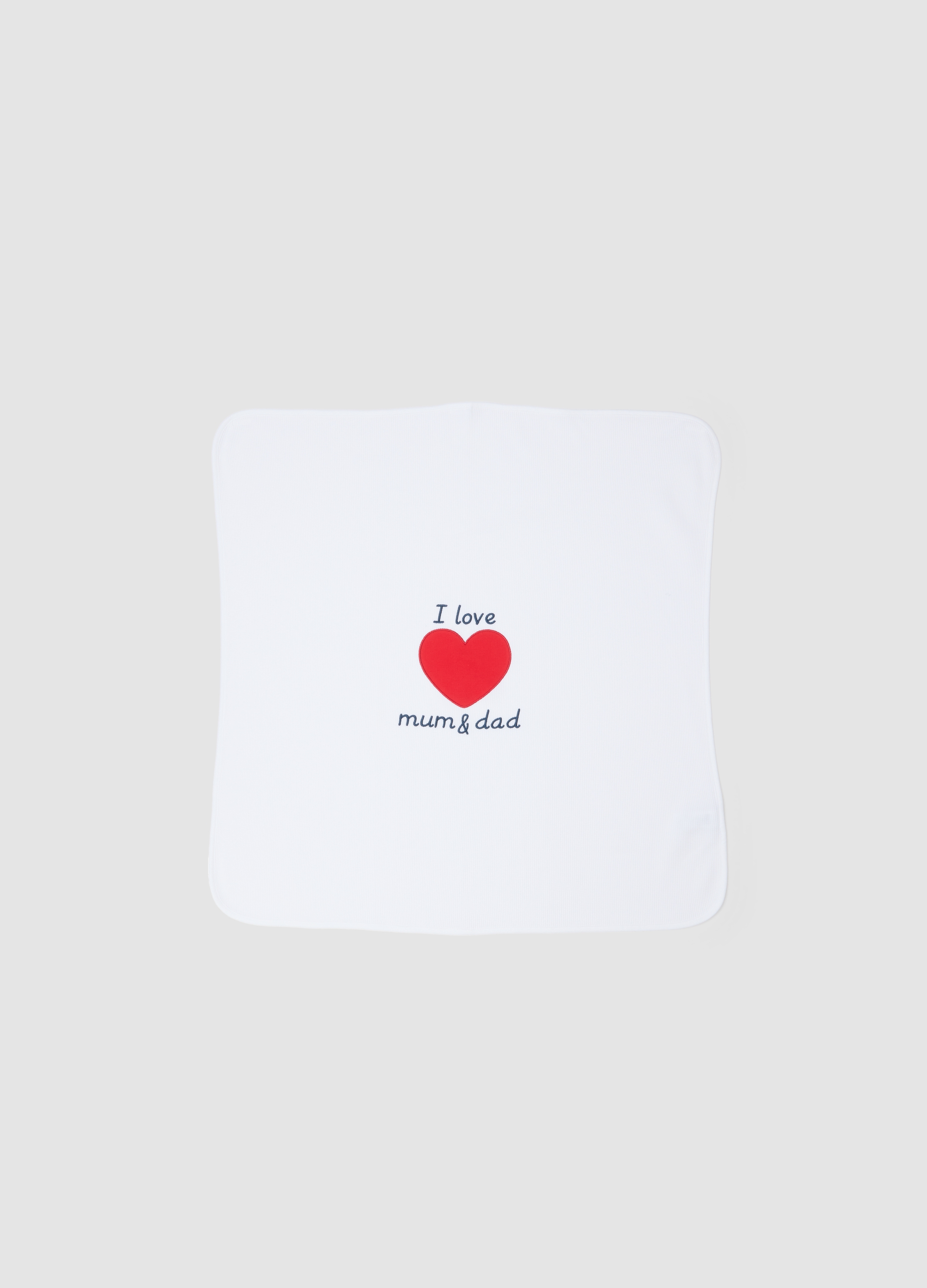 FAGOTTINO, Manta Blanca De Bebé De Algodón 100% Con Corazón Rojo, Unisex, Blanco roto, Talla: FASUL