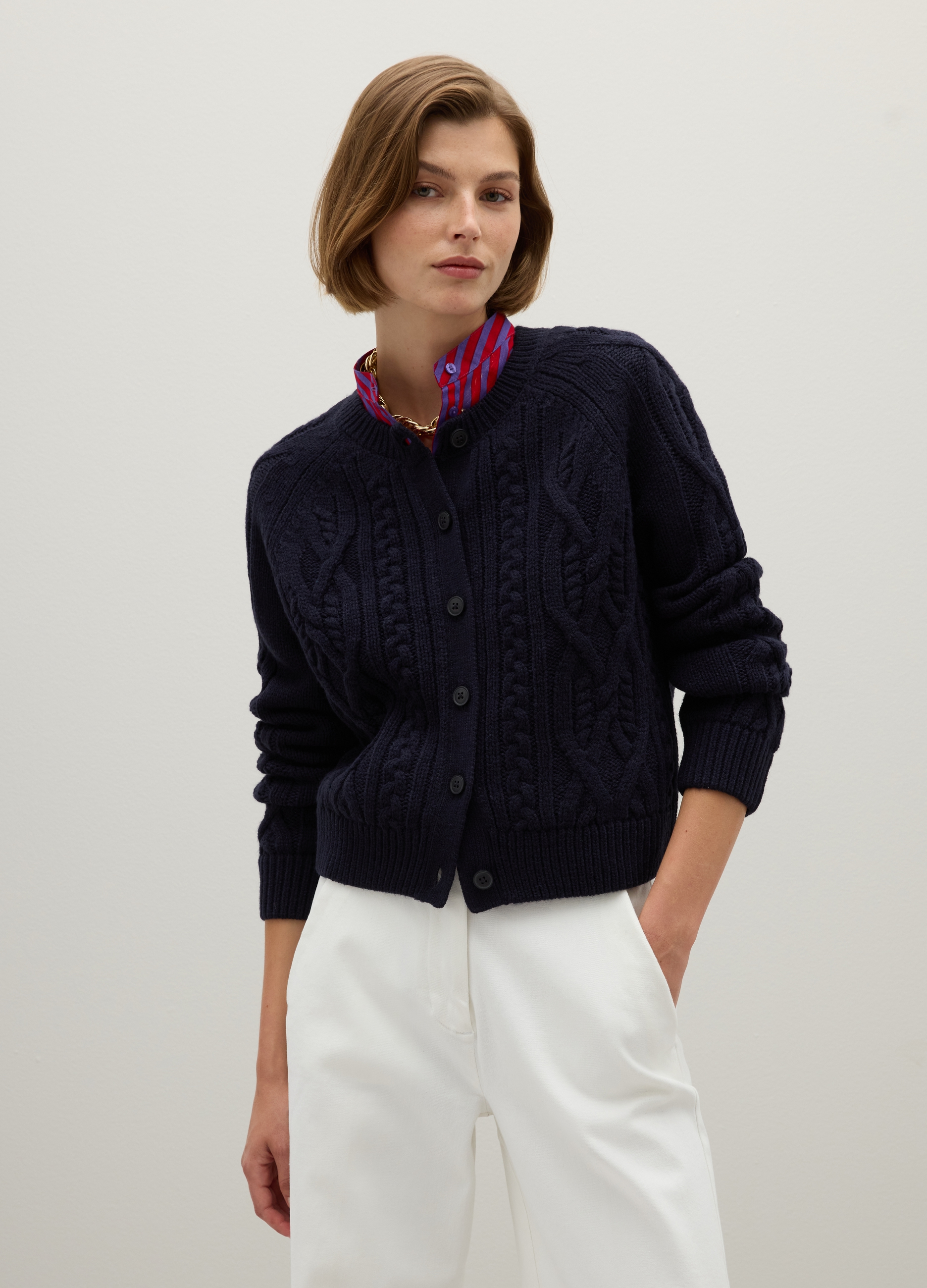 PIOMBO, Cardigan Bianco Regular Fit Con Bottoni, Donna, Bianco, Taglia: XS