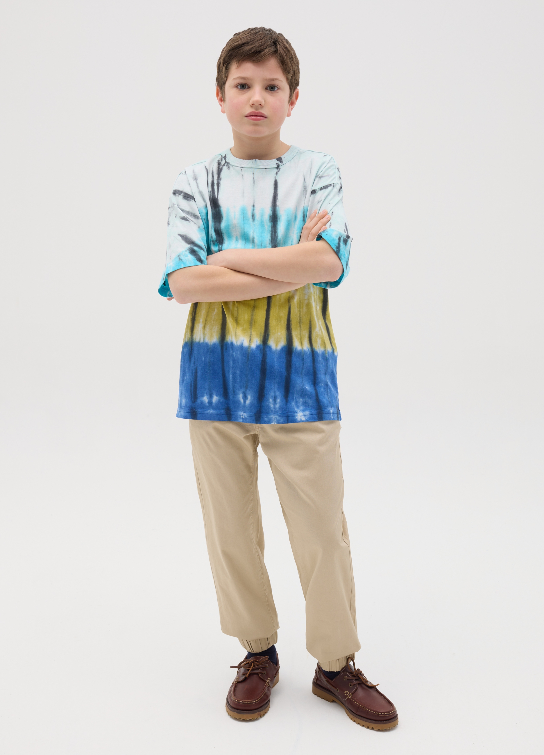 Joggers Chinos De Tela Con Cordón, Niño, Beige, Talla: 10-11