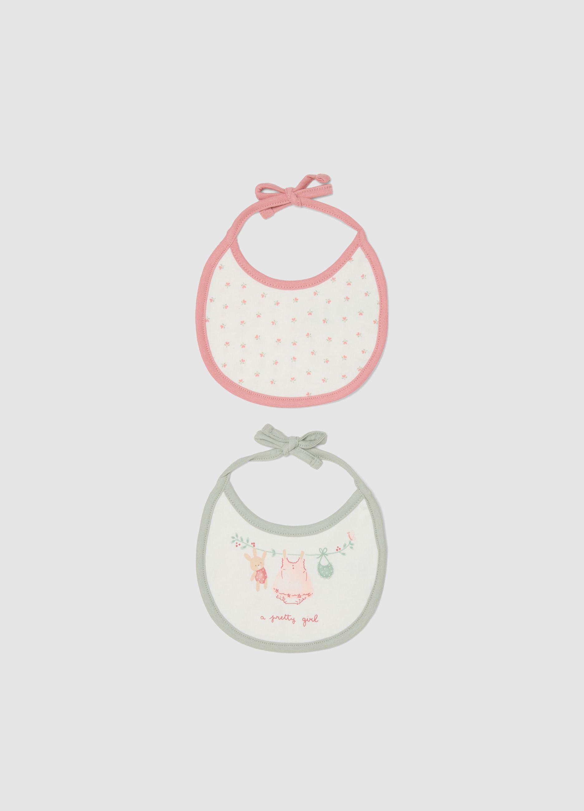 FAGOTTINO, Bipack Bavaglini In Puro Cotone Multicolor Da Neonata Con Ricami, Bebé Niña, Blanco/rosa, Talla: T.U.