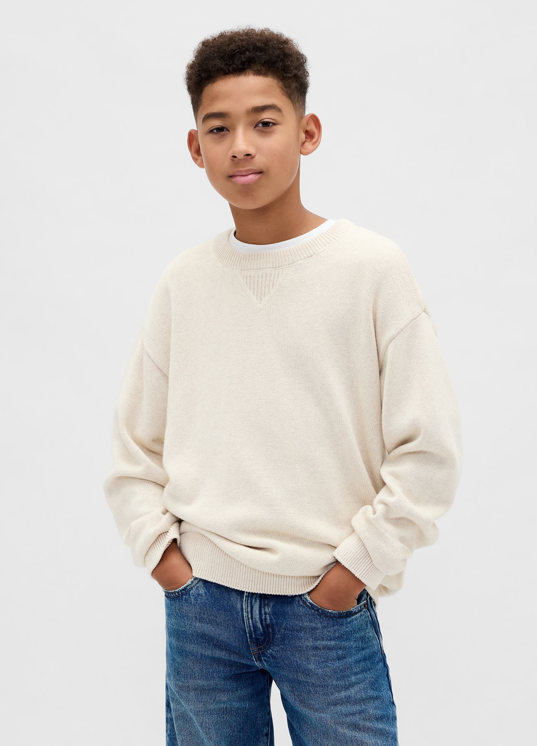 GAP KIDS, Maglione Cashsoft In Cotone, Bambino, Bianco, Taglia: M/130-137