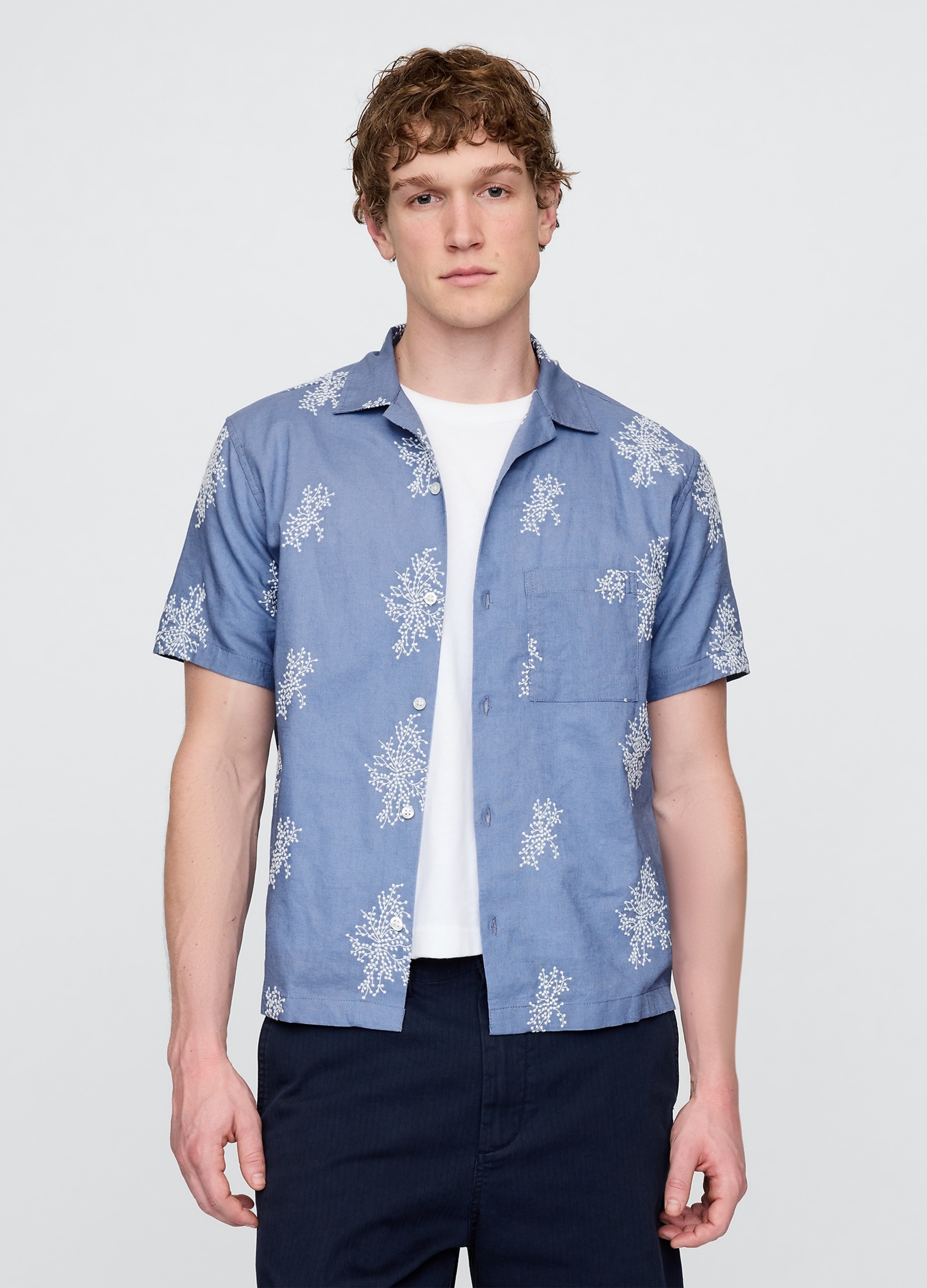 GAP , Camicia In Lino E Cotone Con Stampa Fiori, Uomo, , Taglia: M
