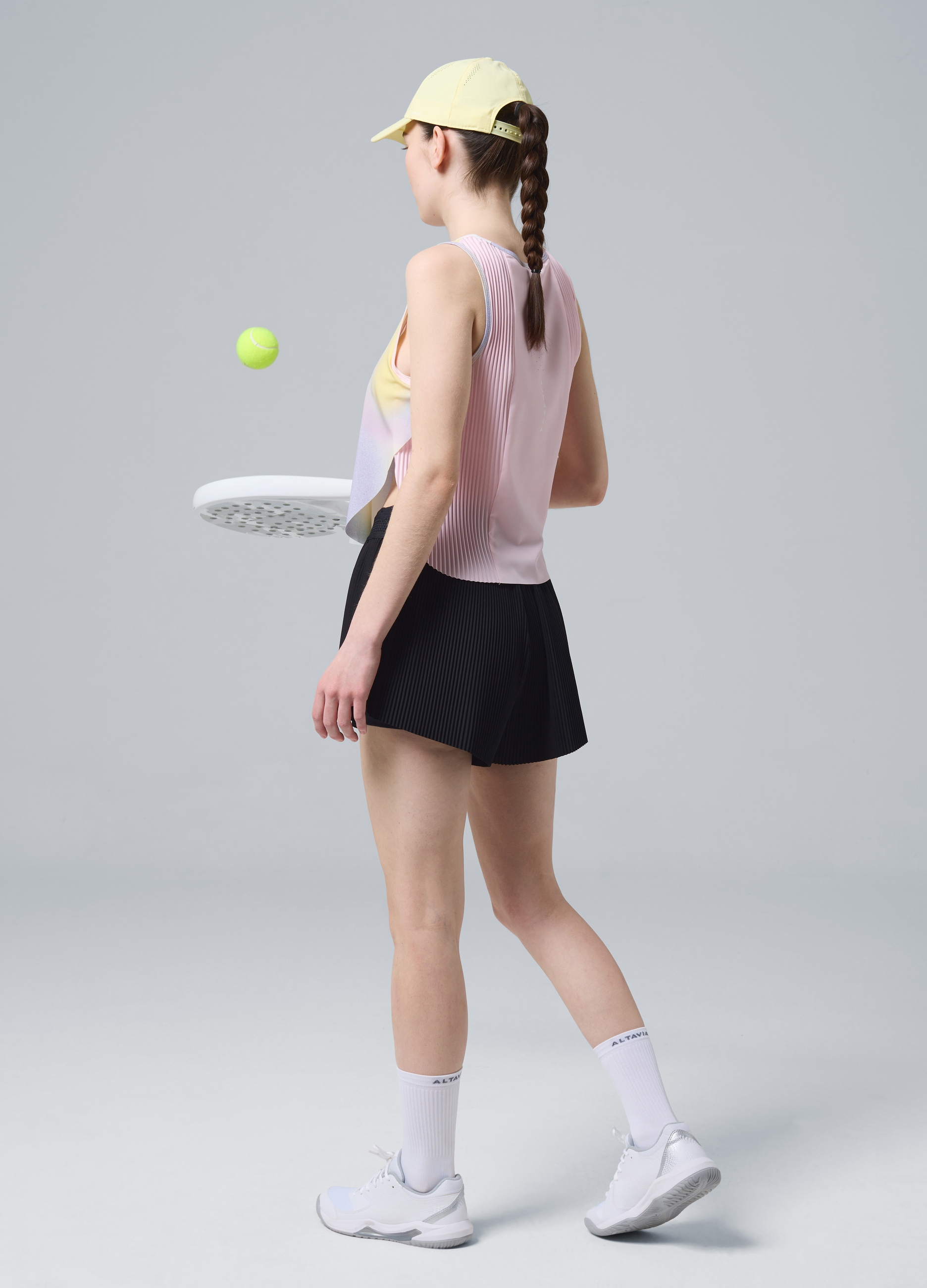 ALTAVIA COURT, Shorts Plissettati Sportivi Neri In Tessuto Elasticizzato Rimovibili Altavia Court, Donna, Nero, Taglia: L