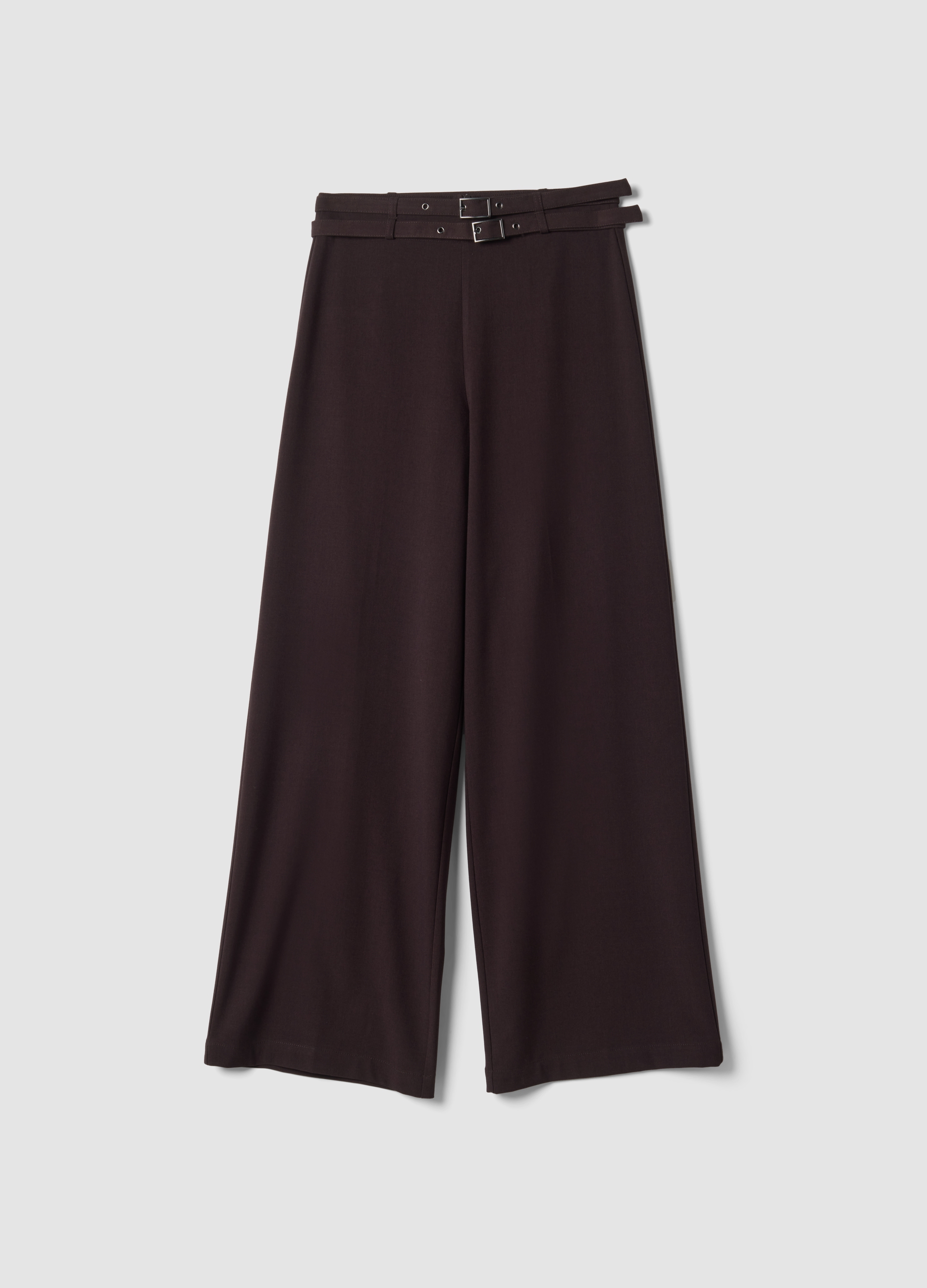 B.ANGEL, Pantaloni Formali Marroni In Viscosa Elasticizzata Con Cintura, Donna, Marrone, Taglia: 42