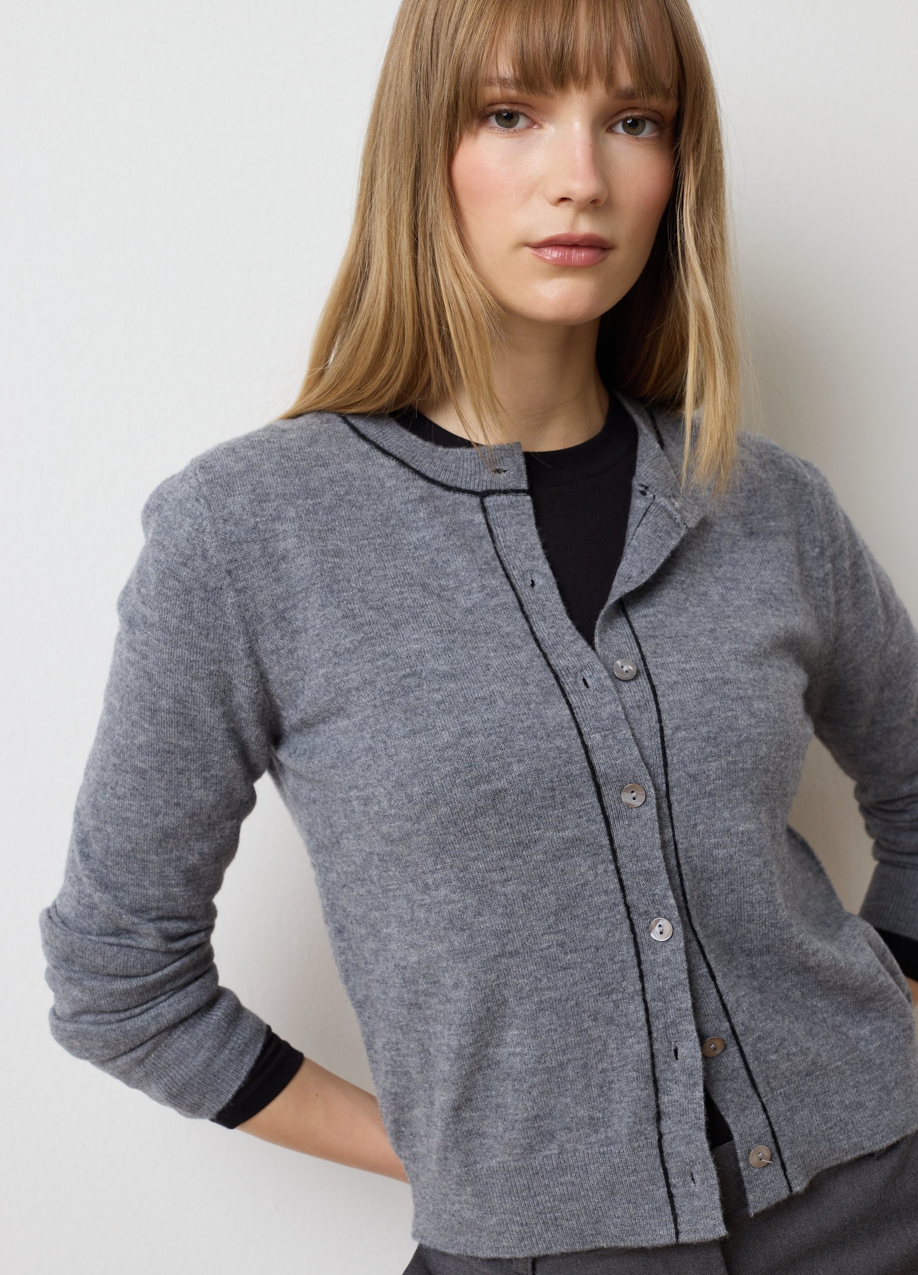 OVS, Cárdigan Gris De Lana Pura Ajuste Regular, Mujer, Gris jaspeado, Talla: 38