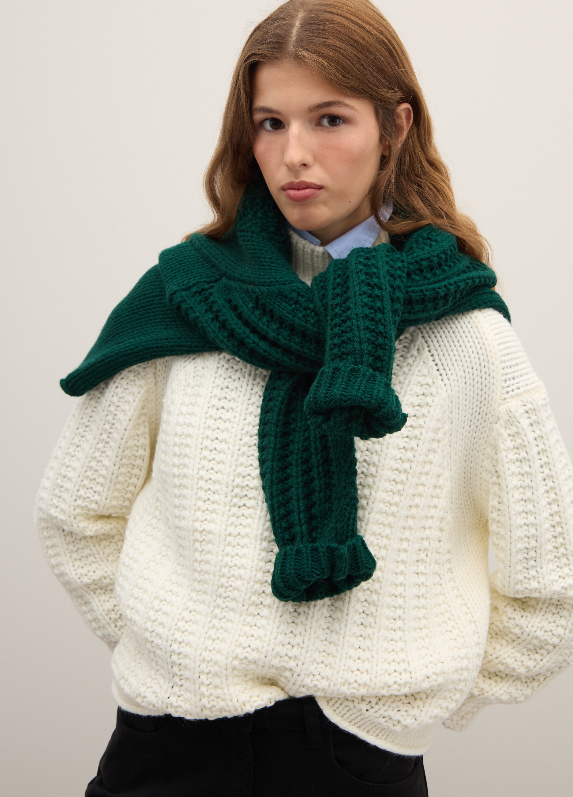 PIOMBO, Maglione Bianco Regular Fit Con Motivo Jacquard E Collo Vulcan, Donna, Bianco, Taglia: S