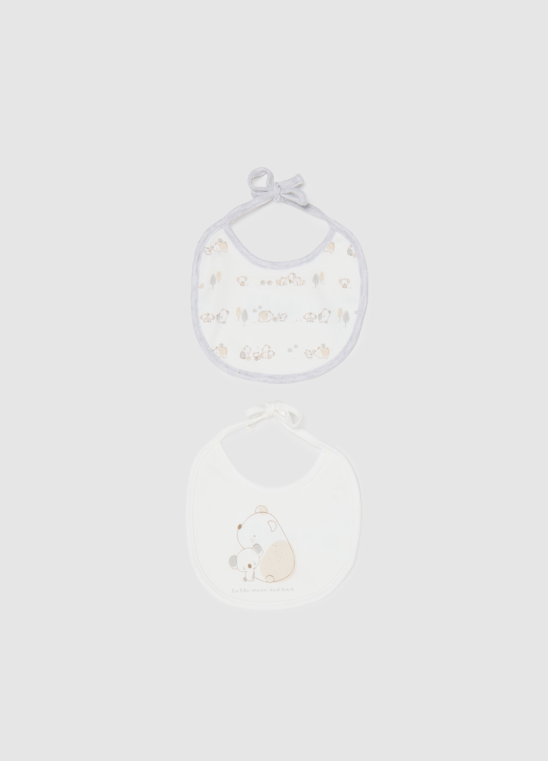 Pack Doble De Baberos Para Bebé En Puro Algodón Blanco, Bebé Niño, Blanco hielo, Talla: T.U.