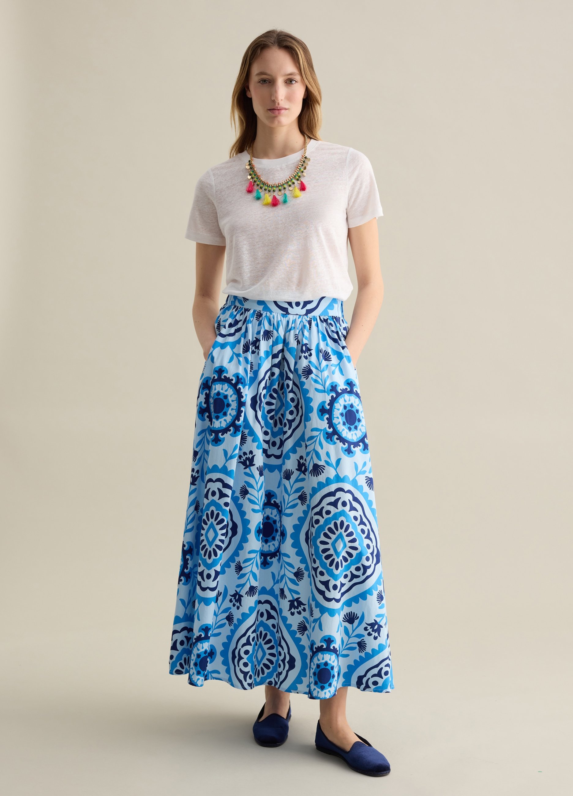 PIOMBO, Gonna Lunga Con Motivo Etnico, Donna, Multicolor, Taglia: M