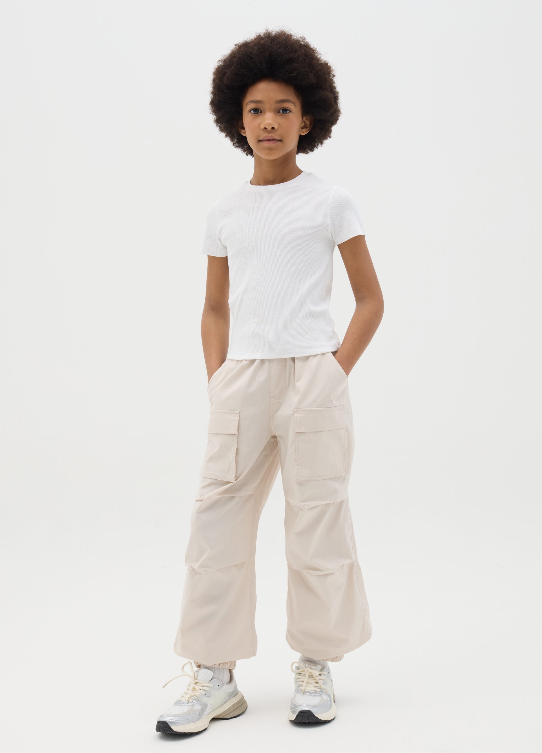 OVS, Pantaloni Per Ragazza In Puro Cotone Beige Regular Fit, Bambina, Beige, Taglia: 10-11