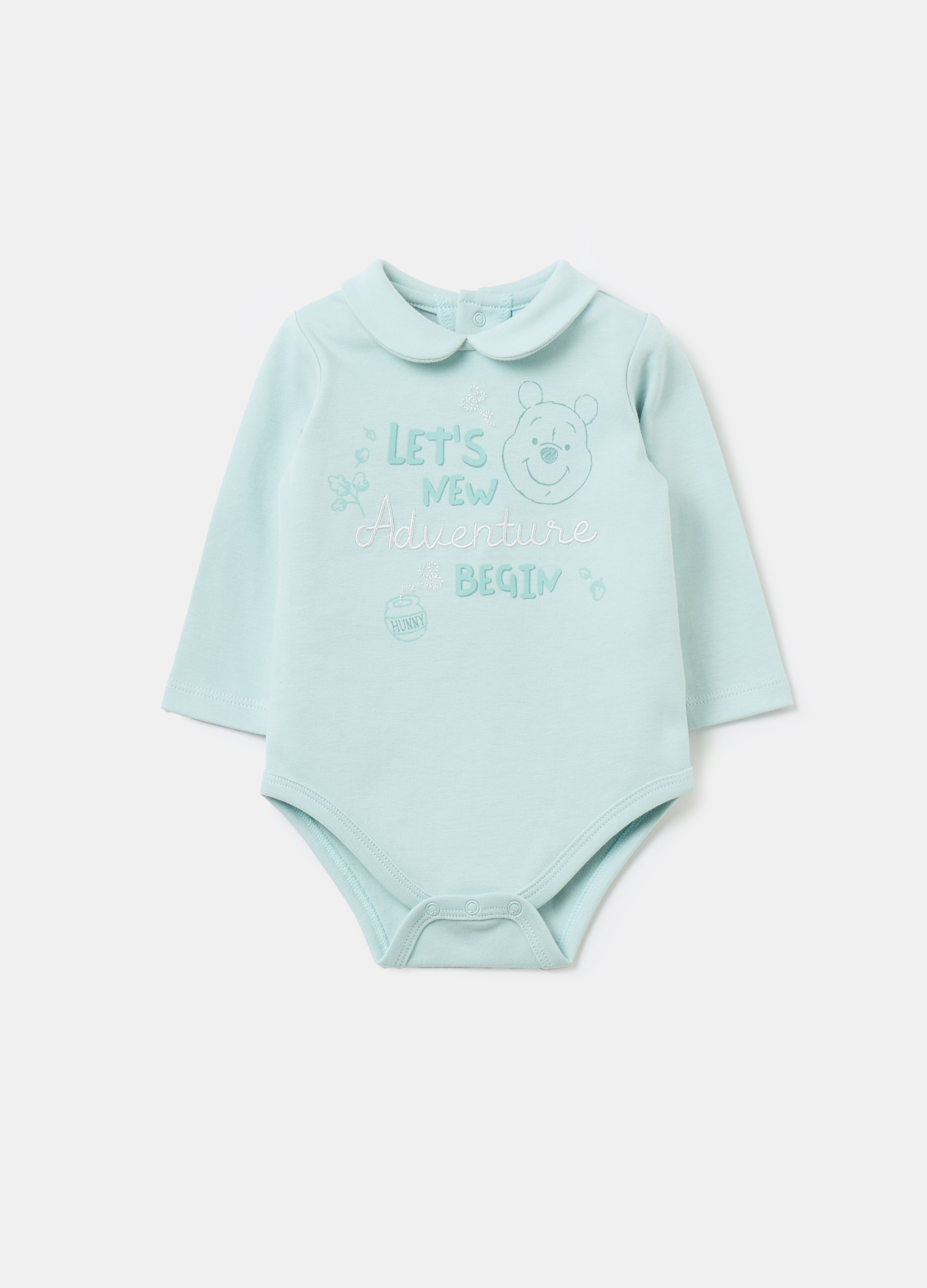 FAGOTTINO, Body Maniche Lunghe Stampa Winnie The Pooh, Unisex, Azzurro, Taglia: 6-9