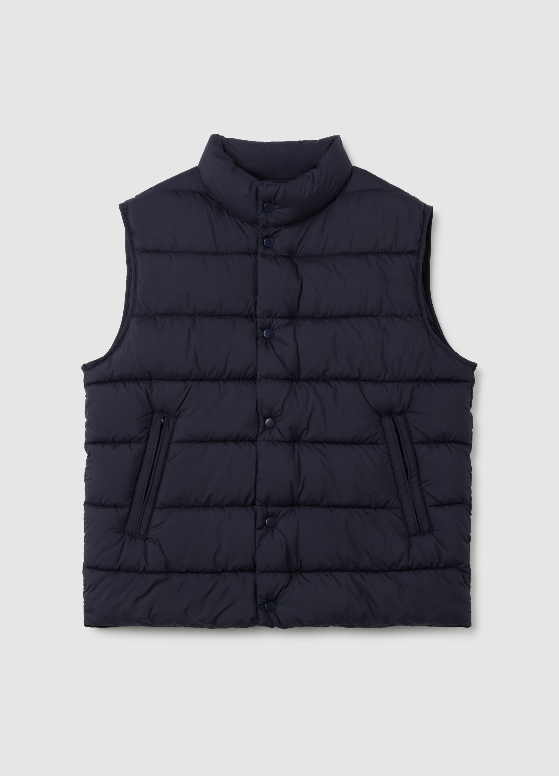 Chaleco Azul Acolchado Con Cremallera, Hombre, Azul oscuro, Talla: XXL