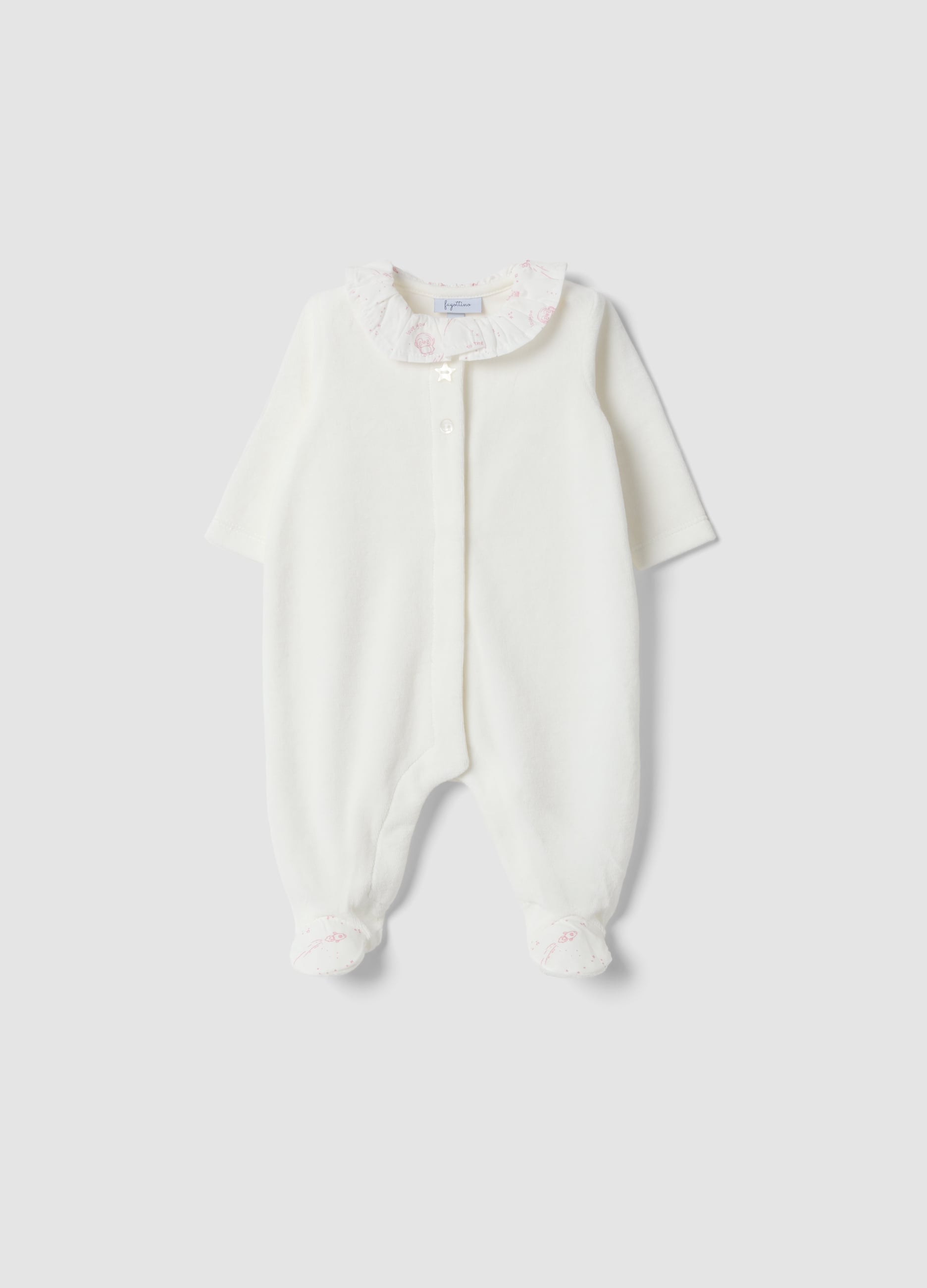 FAGOTTINO, Tutina Bianca In Misto Cotone Organico Con Colletto, Neonata, Bianco, Taglia: 1-3