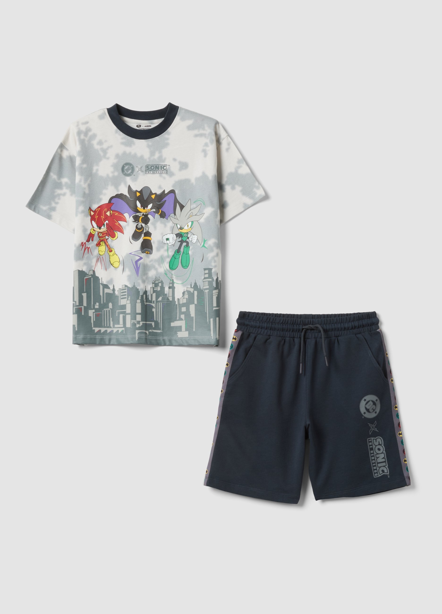 WARNER BROS, Conjunto Multicolor De Sonic En Algodón Puro, Niño, Negro, Talla: 8-9