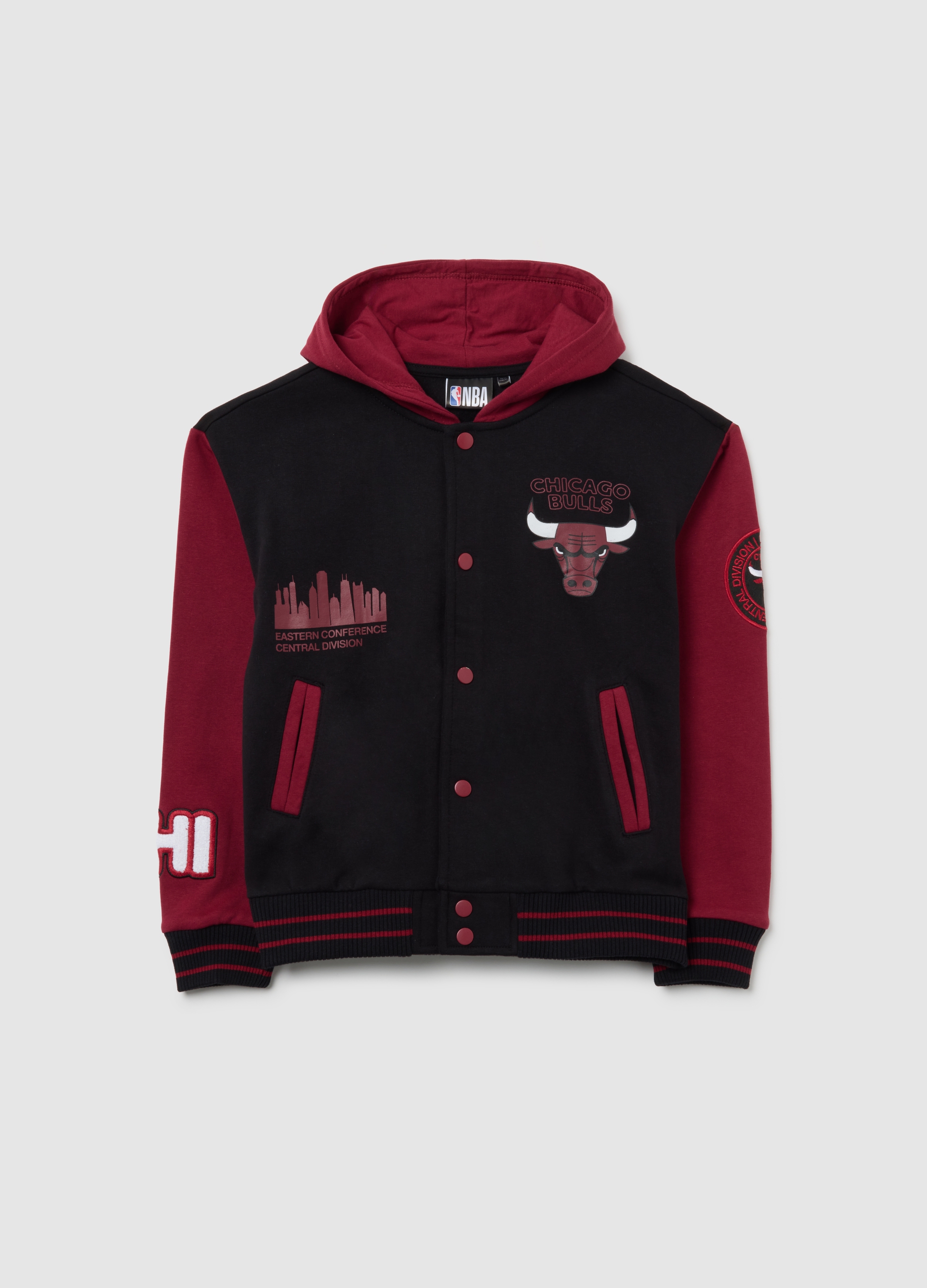 NBA, Sudadera Con Capucha De Algodón Negro Y Rojo, Niño, Negro/Rojo, Talla: 11-12