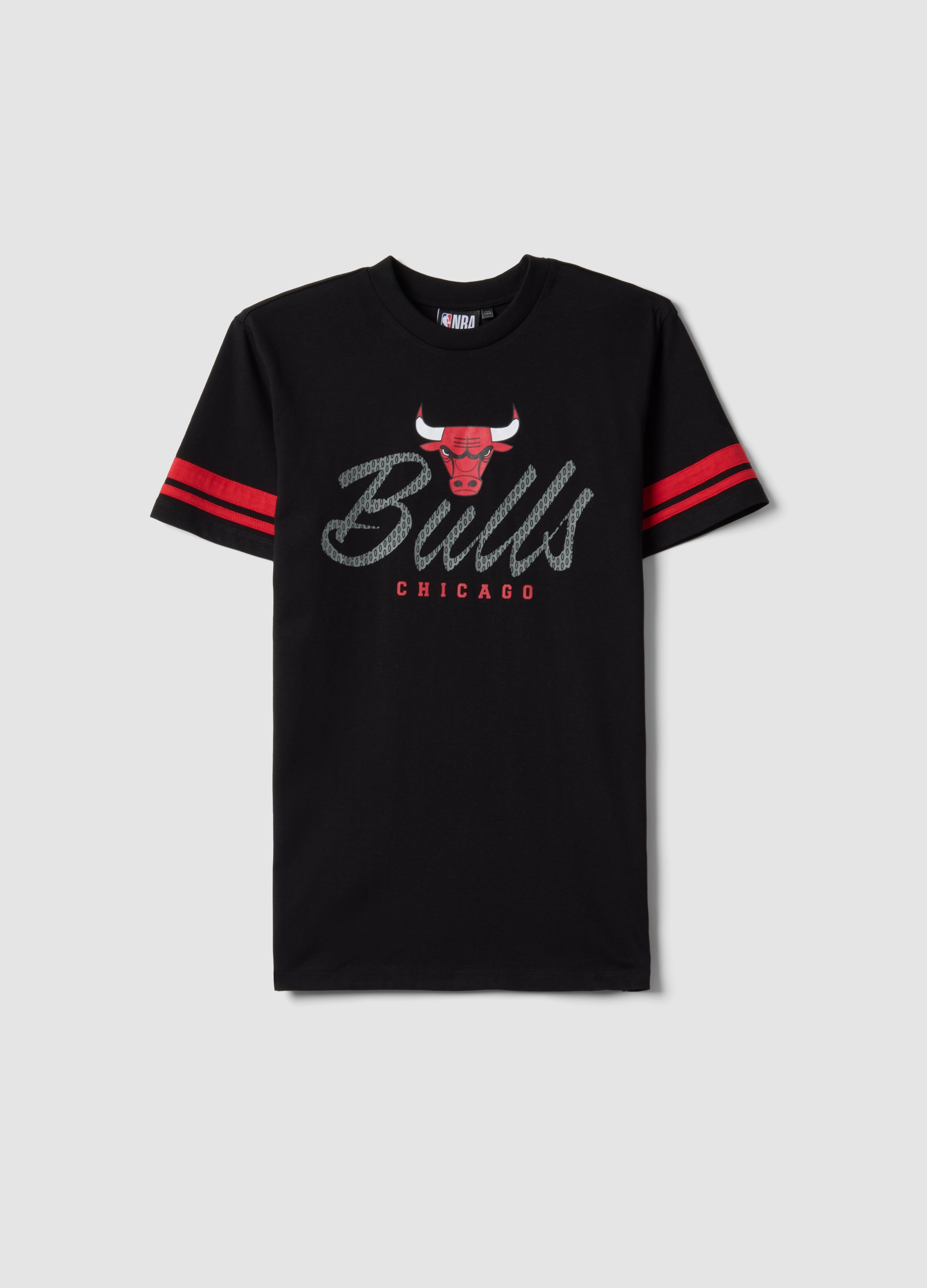 NBA, T-shirt In Puro Cotone Nero Da Ragazzo Relaxed Fit Chicago Bulls, Bambino, Nero, Taglia: 12-13
