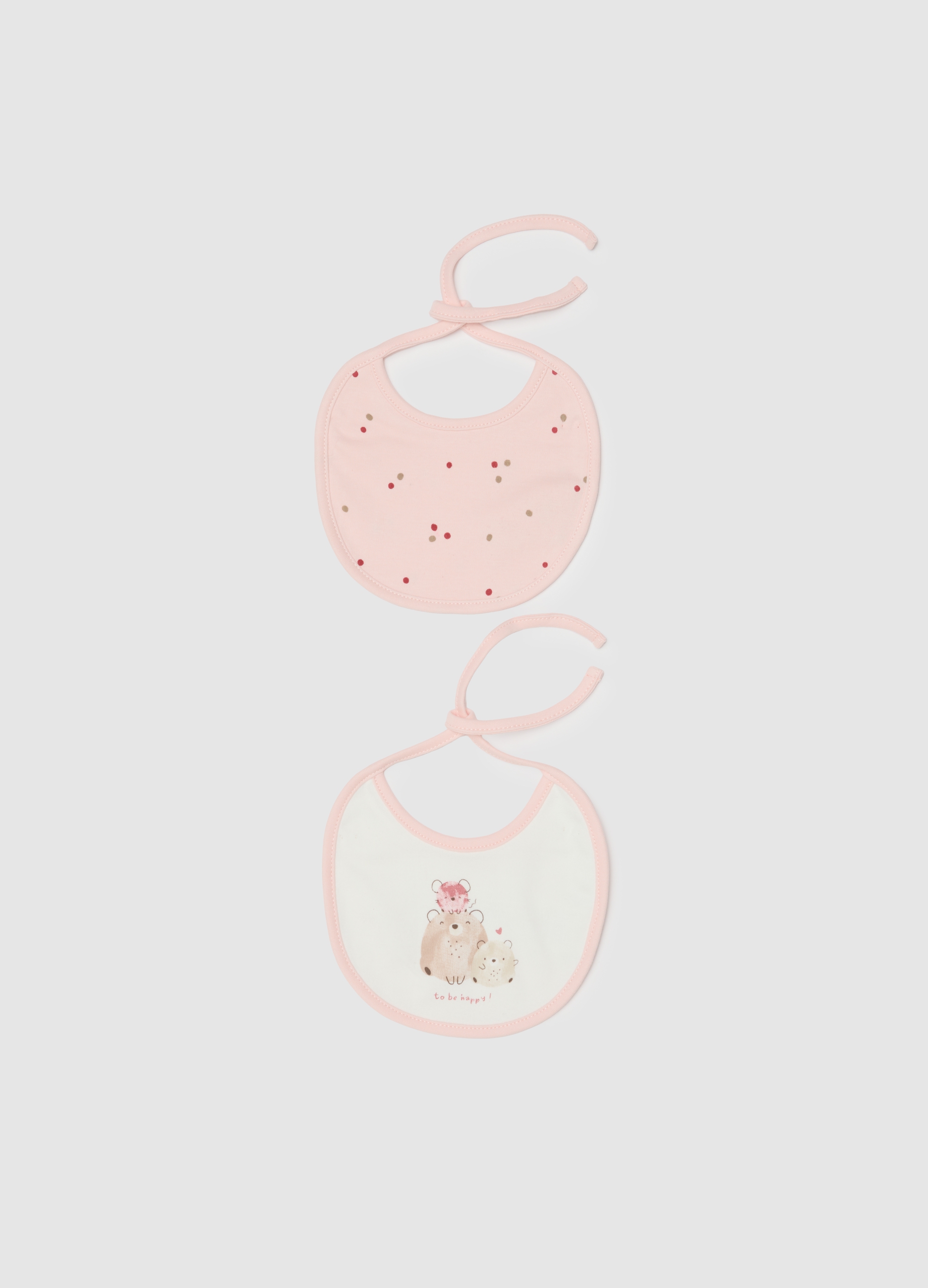 Paquete Doble De Baberos De Bebé Multicolor En Puro Algodón, Bebé Niño, Blanco/rosa, Talla: T.U.