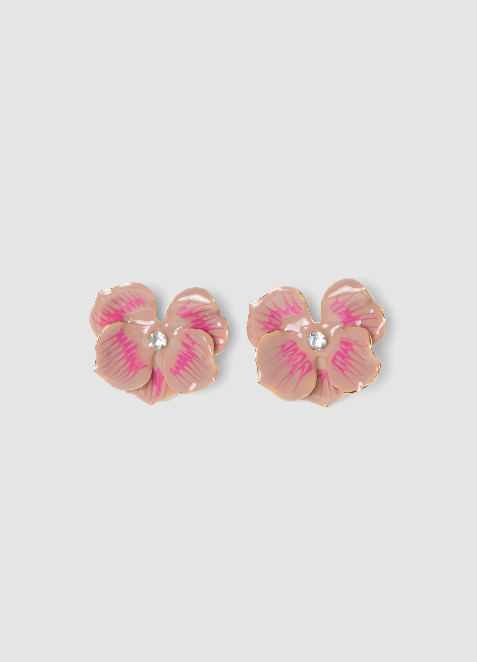 Pendientes Con Forma De Flor Rosa Con Detalles Brillantes, Mujer, Rosa Claro, Talla: FASUL