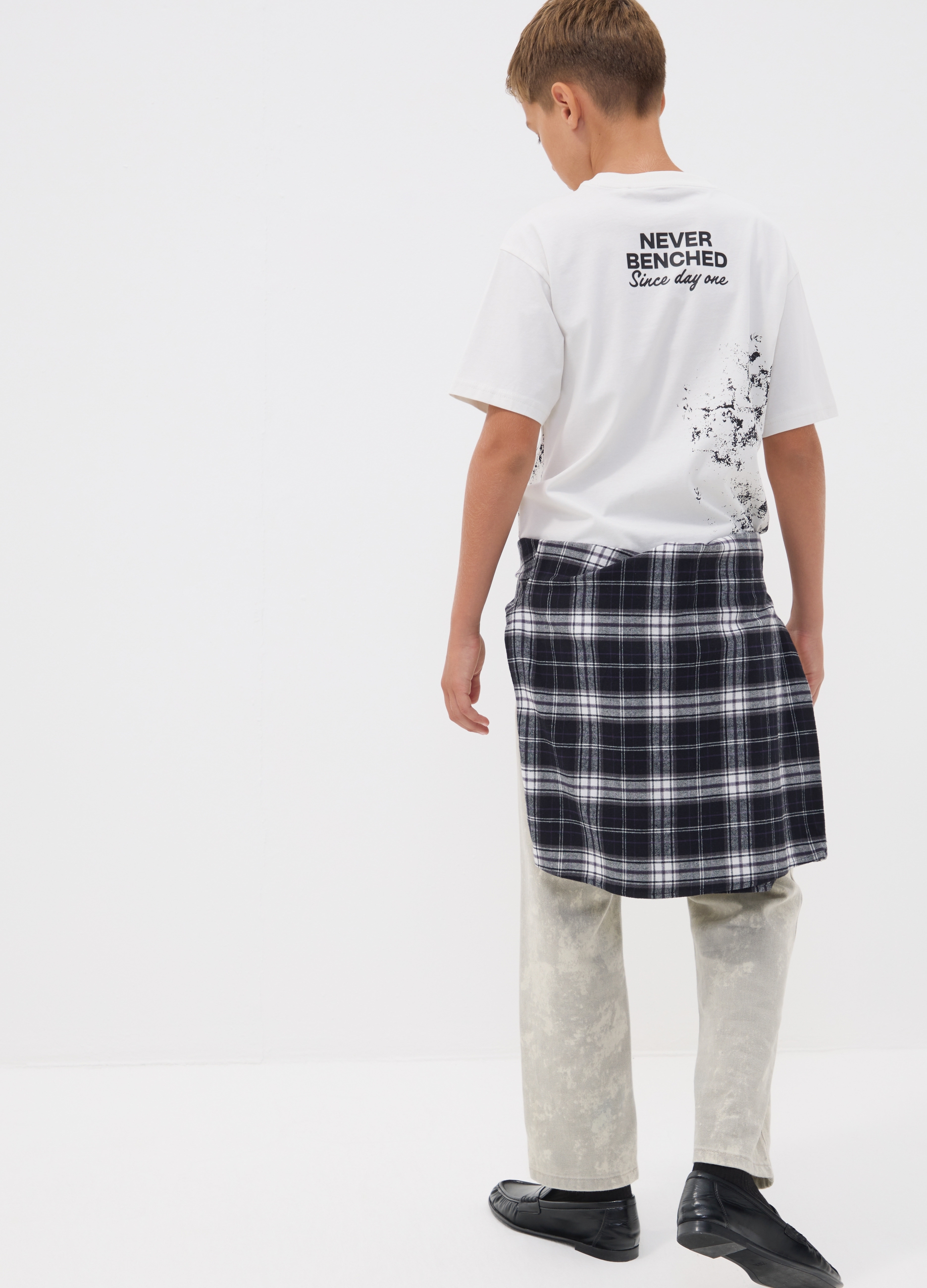 OVS KIDS, T-shirt Over Bianca In Puro Cotone Con Scritta "never Benched" Per Ragazzo, Bambino, Bianco, Taglia: 10-11