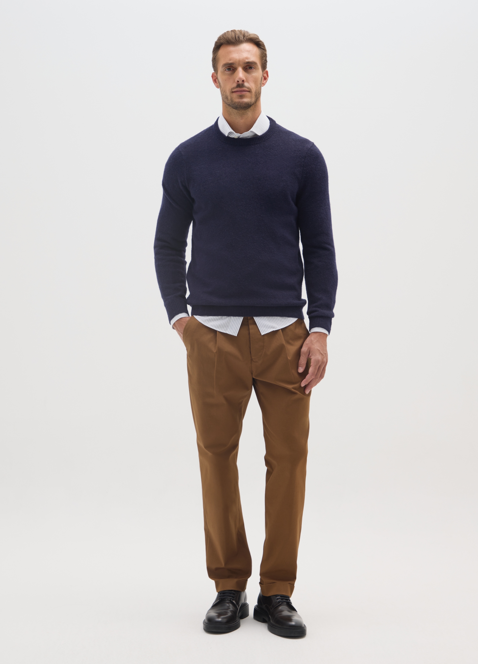 BST.1957, Maglione Girocollo Regular Fit Blu In Misto Lana, Uomo, Blu, Taglia: M