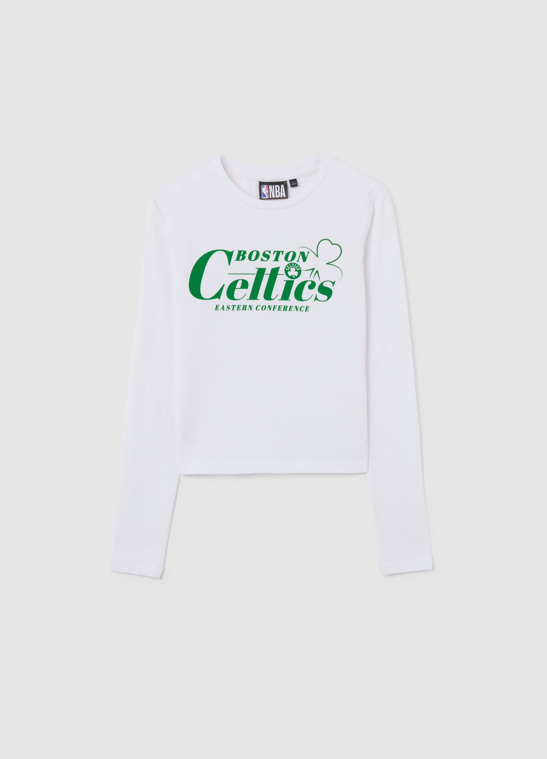 NBA, Camiseta Blanca Ajustada De Algodón Elástico Para Chicas Con Logo Celtics, Niña, Blanco óptico, Talla: 13-14
