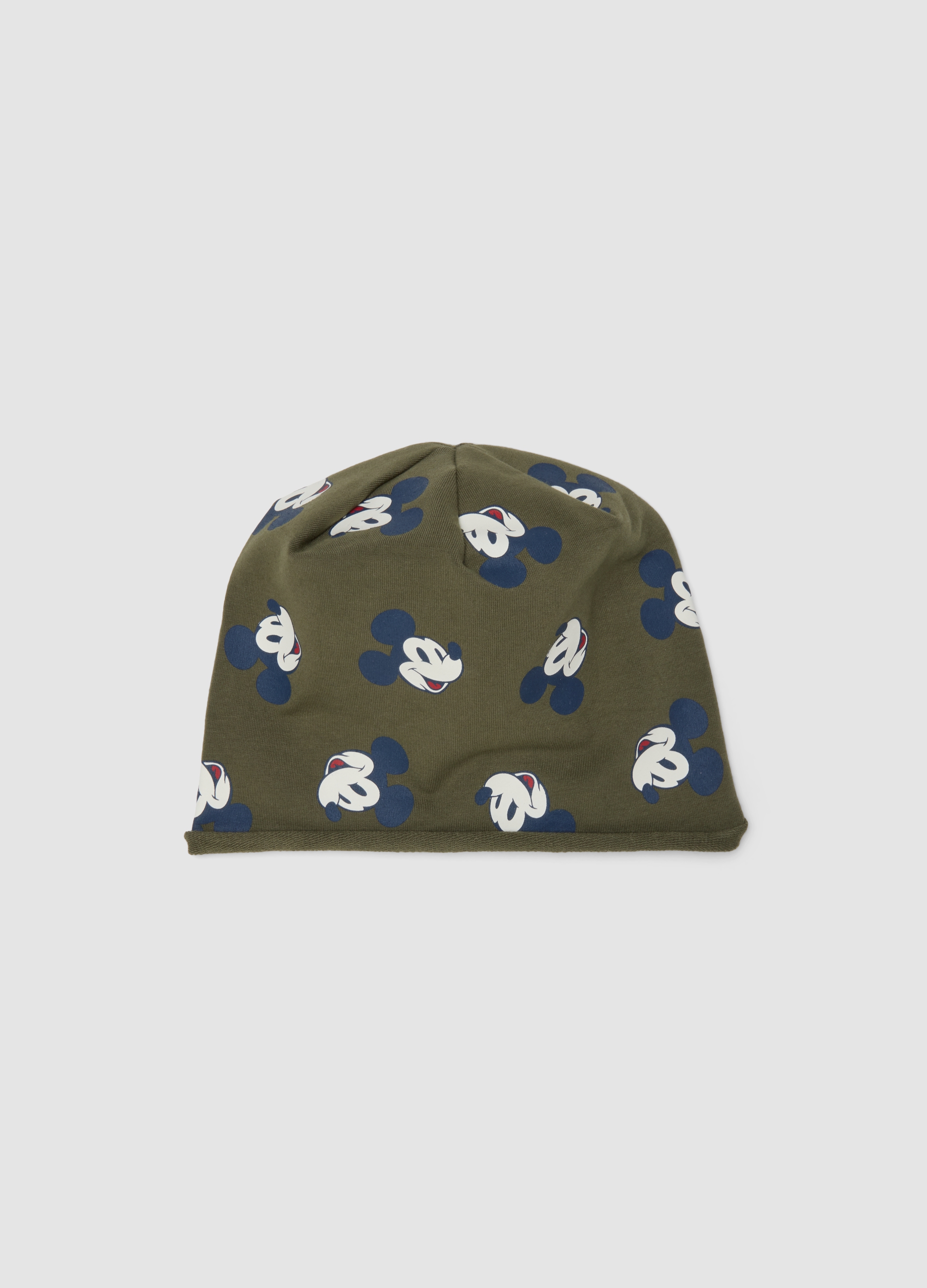 FAGOTTINO, Cappello Verde In Cotone Organico Elasticizzato Con Stampa Mickey Per Bimbo, Bambino, Verde, Taglia: 42-44
