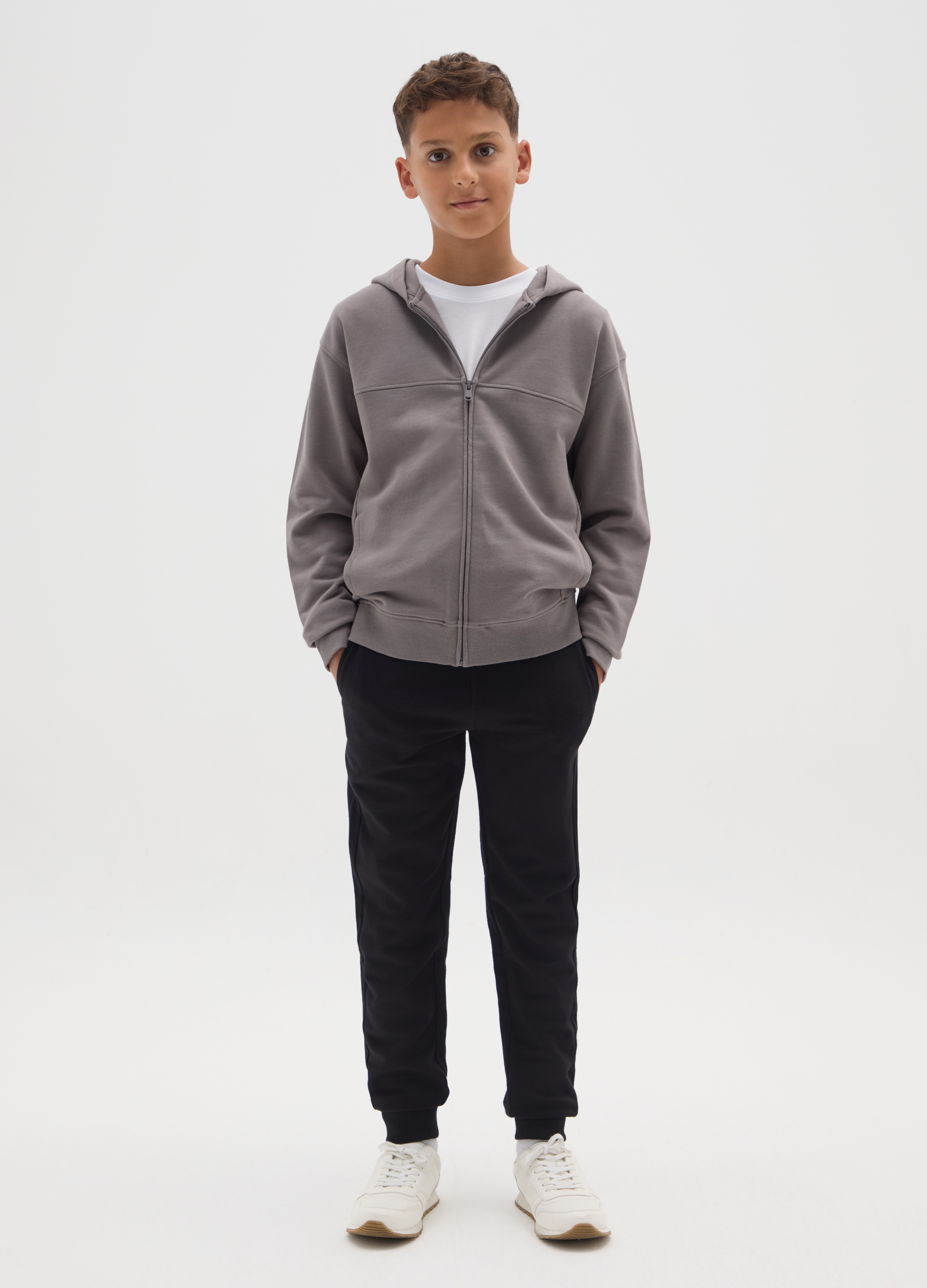 OVS KIDS, Pantalones De Jogger Para Niño En Algodón Puro Negro De Ajuste Regular, Niño, Gunmetal, Talla: 10-11