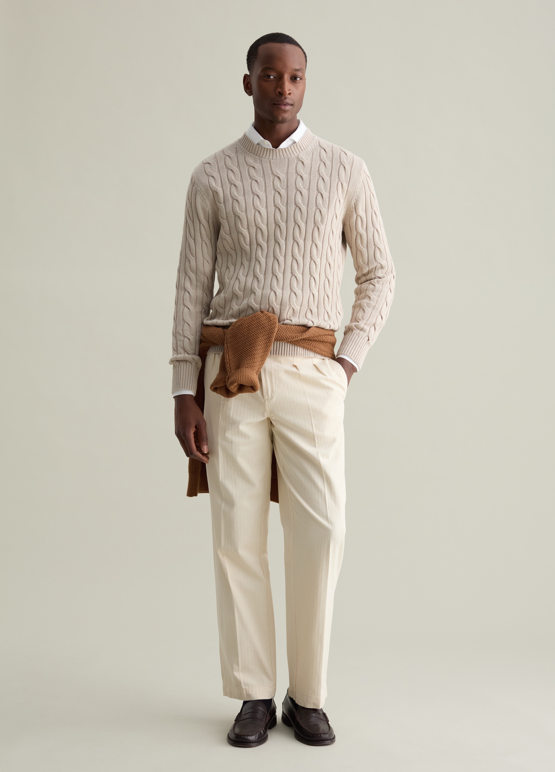 PIOMBO, Pullover Con Lavorazione A Treccia, Uomo, Beige, Taglia: S