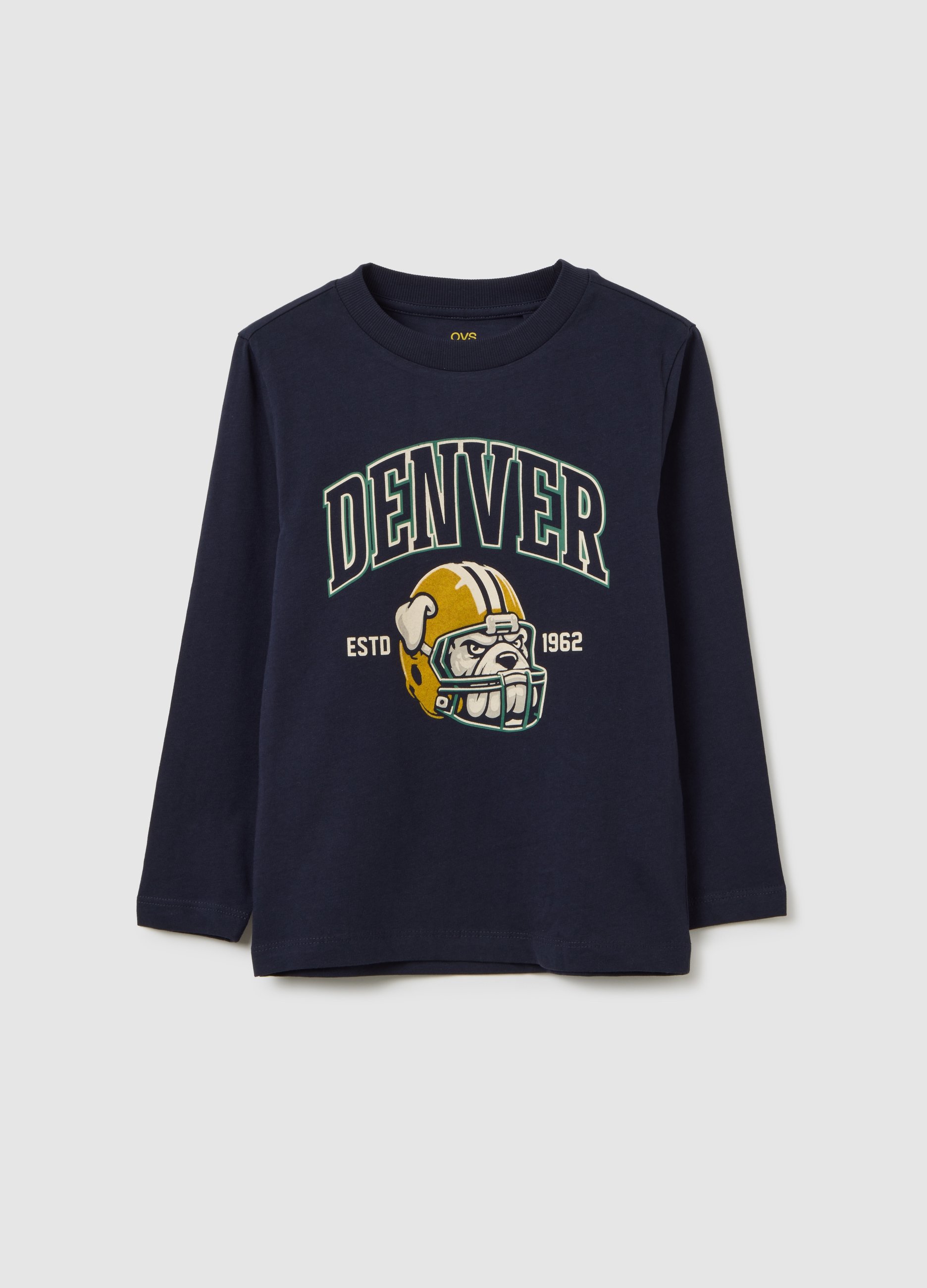 Camiseta Infantil En Algodón Azul Puro, Ajuste Regular, Niño, Azul oscuro, Talla: 7-8