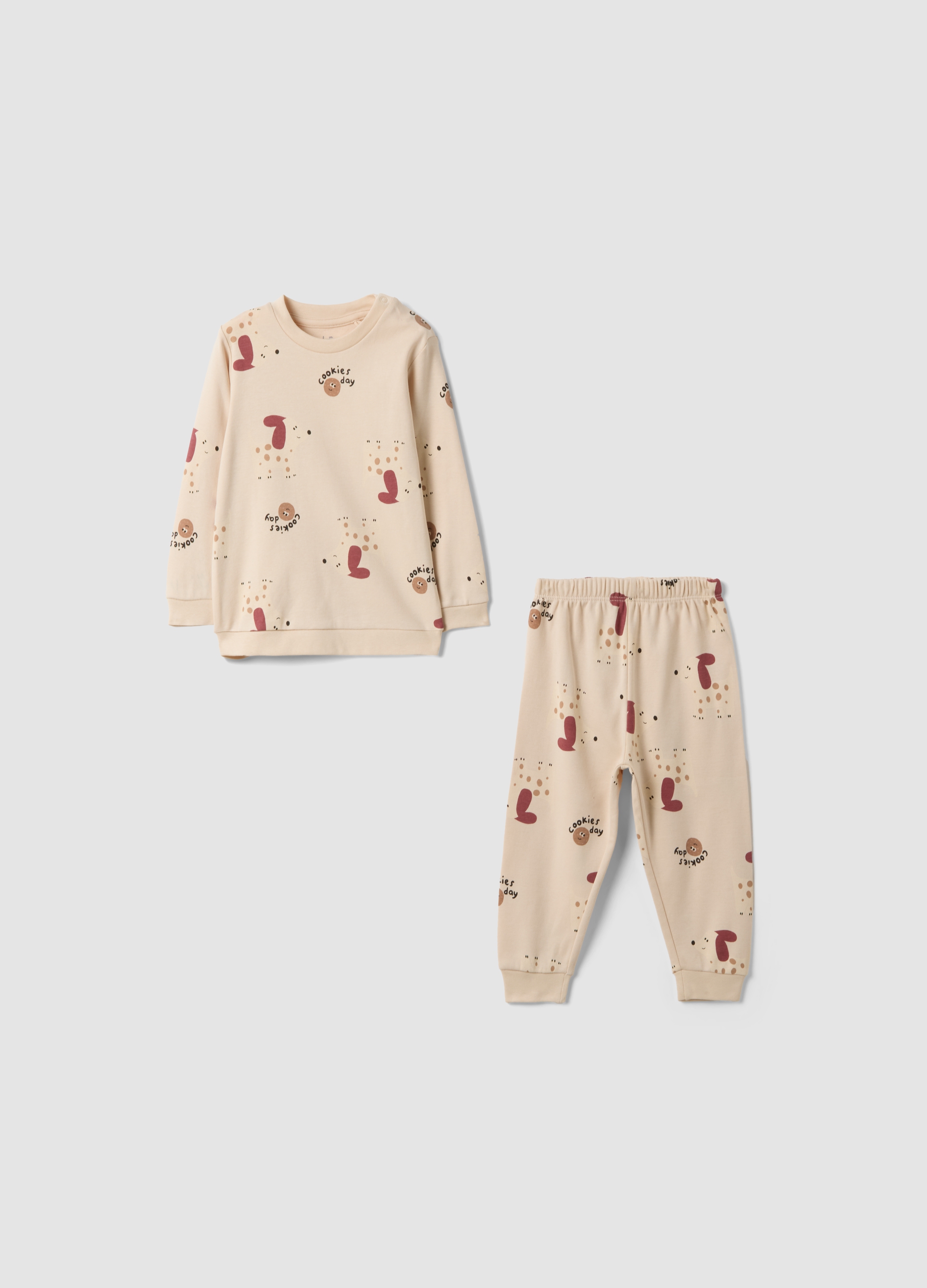 FAGOTTINO, Pigiama Beige In Puro Cotone Organico Con Girocollo E Fantasia Per Neonato, Bambino, Beige, Taglia: 18-24