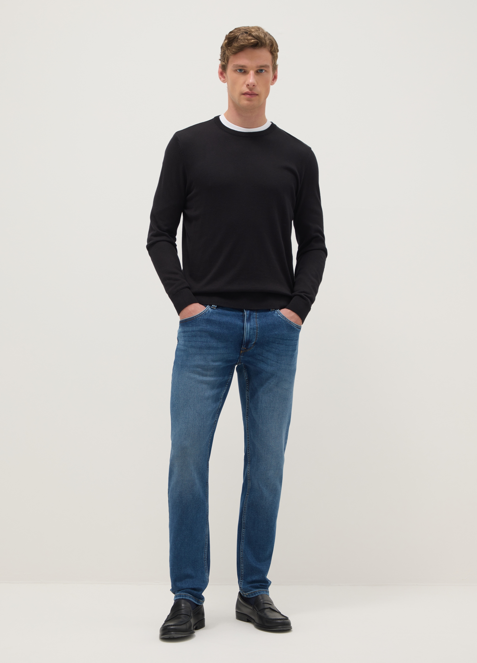 Vaqueros Slim Fit De Denim Azul, Hombre, Azul oscuro, Talla: 50