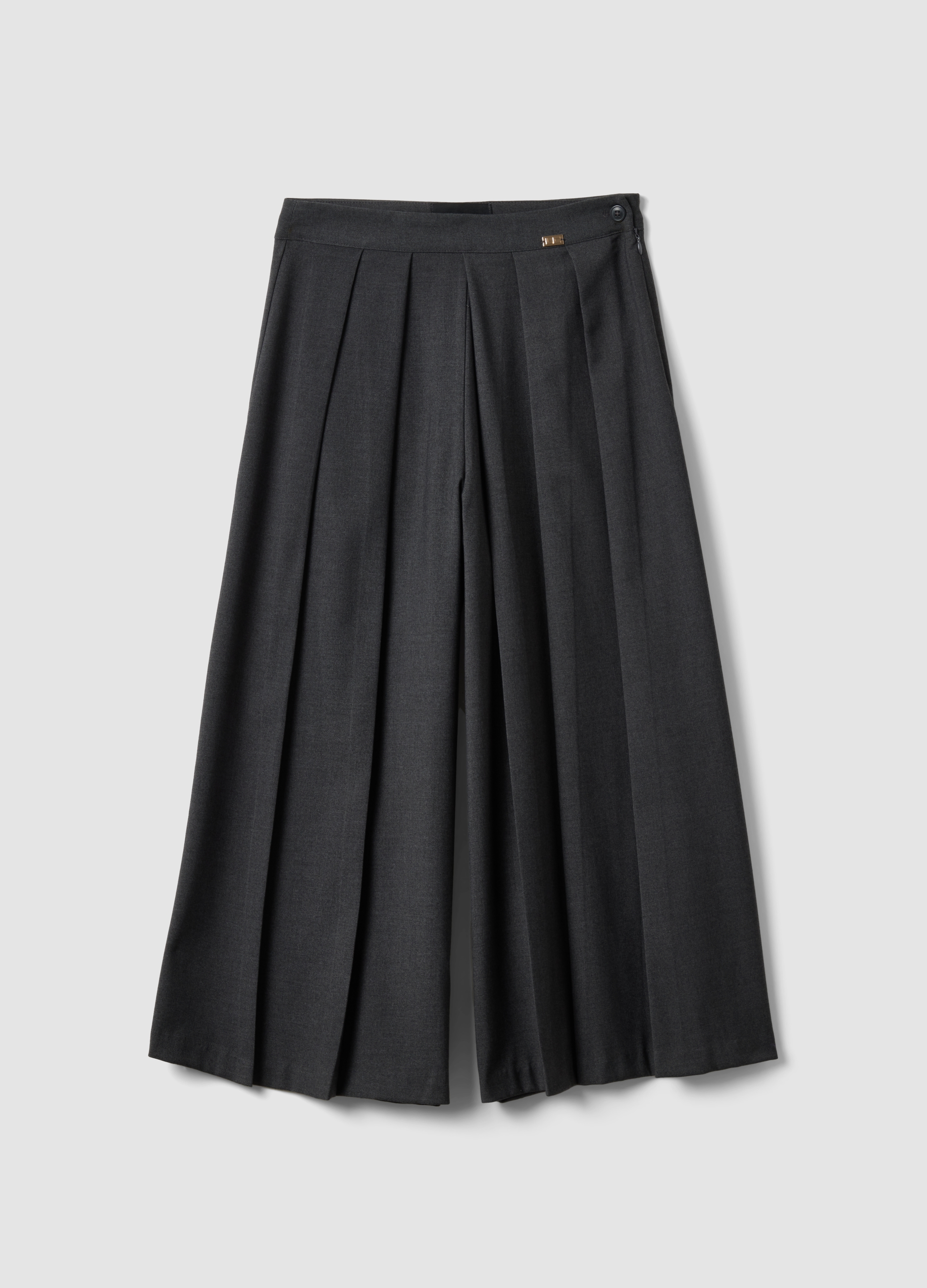 LES COPAINS, Gonna Pantalone Grigia Plissé In Viscosa Elasticizzata, Donna, Grigio, Taglia: 38