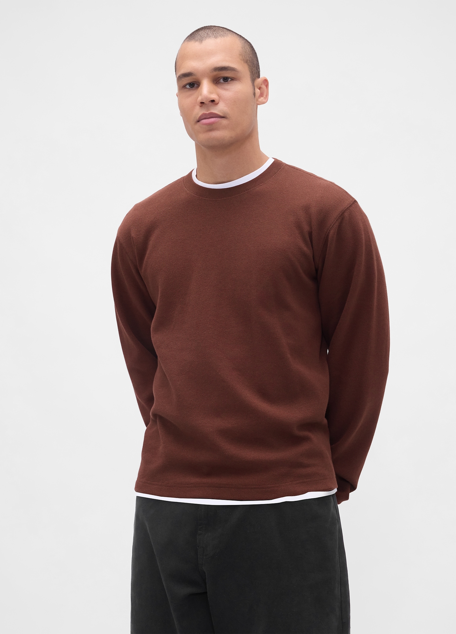 GAP, Maglia A Maniche Lunghe Elasticizzata, Uomo, Marrone, Taglia: S